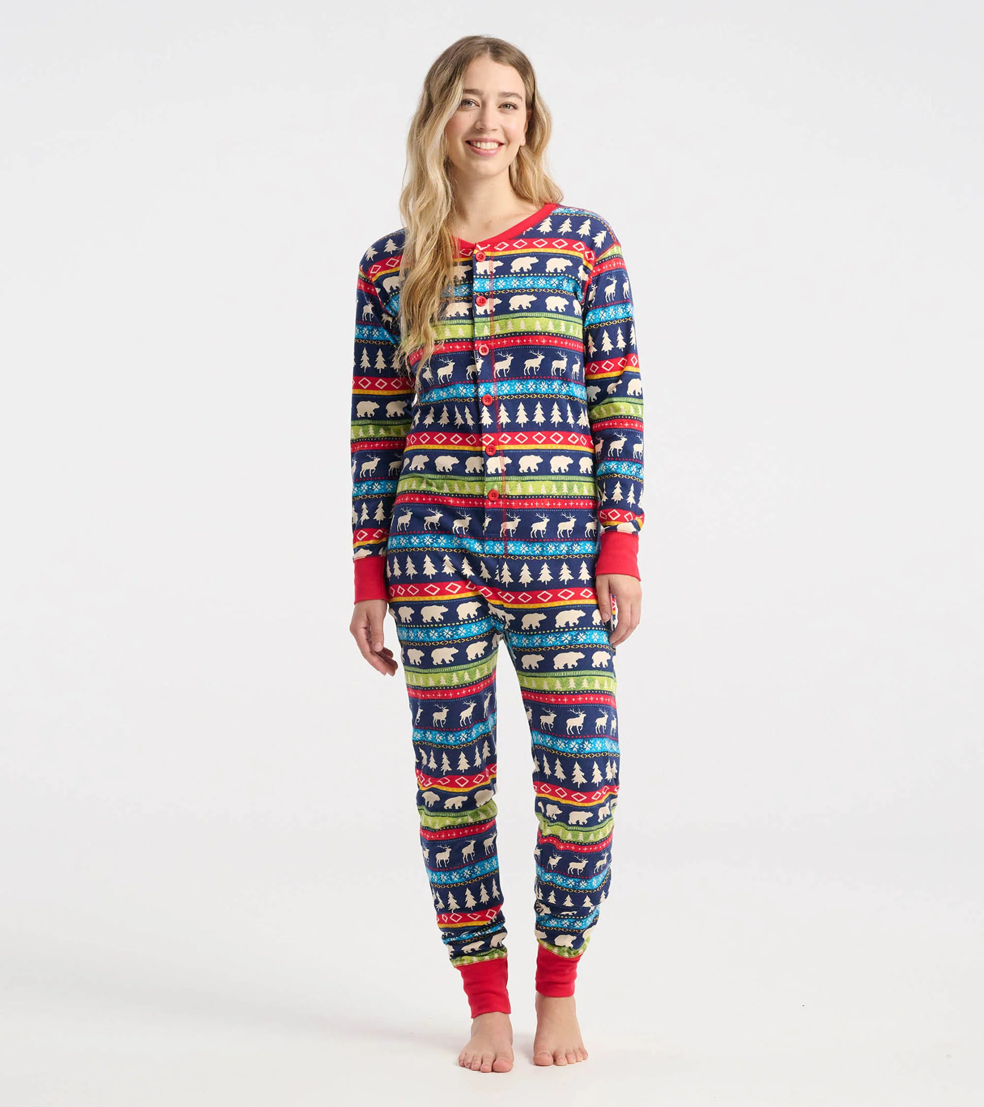 Adult Navy Fair Isle Onesie - Image 4