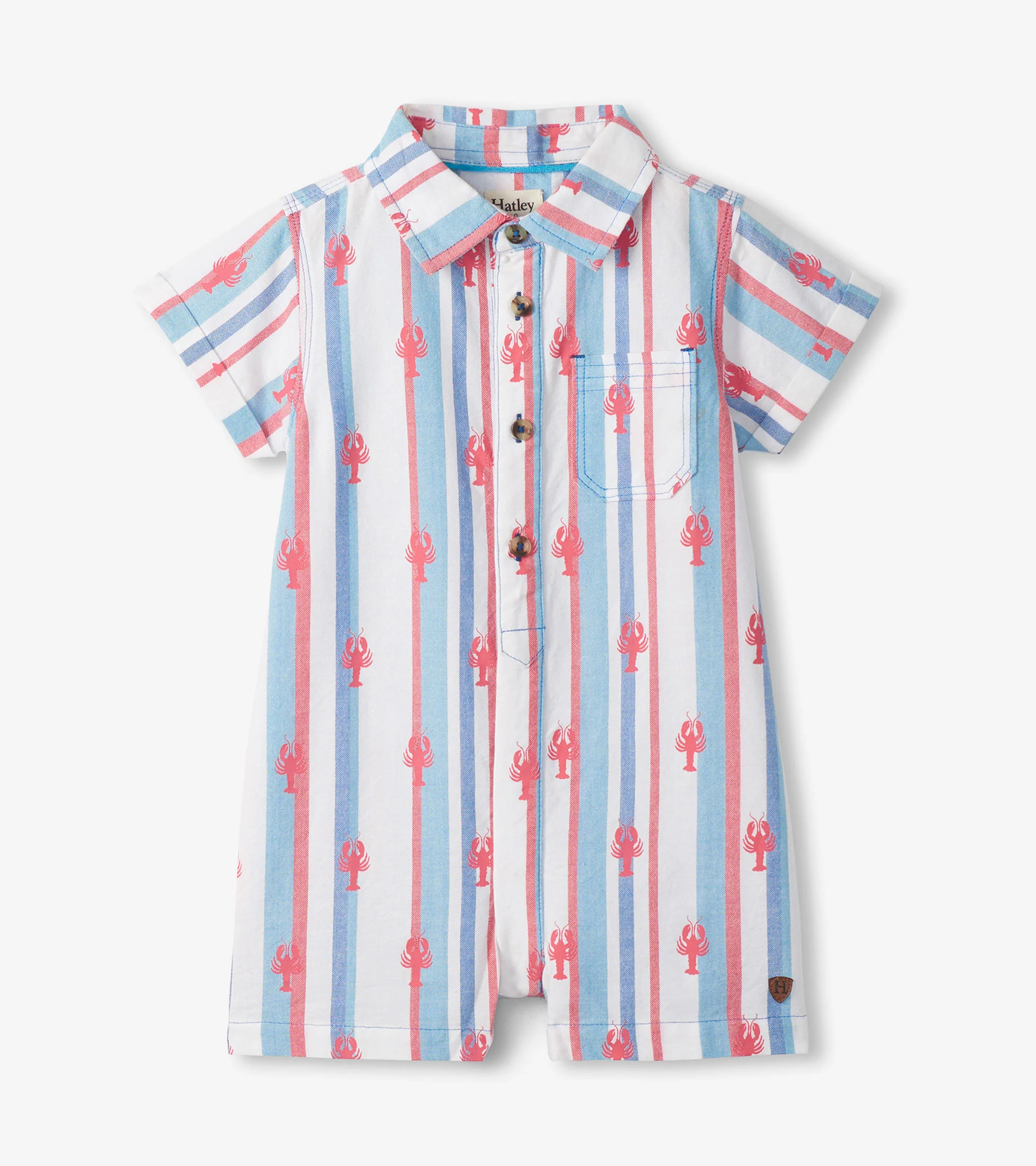Baby Boys Preppy Lobsters Woven Romper