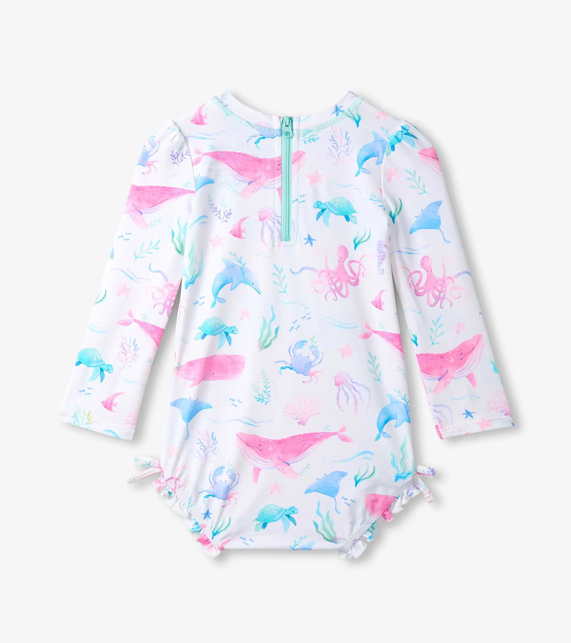 Baby Girls Painted Sealife One-Piece Rashguard Swimsuit - Image 2