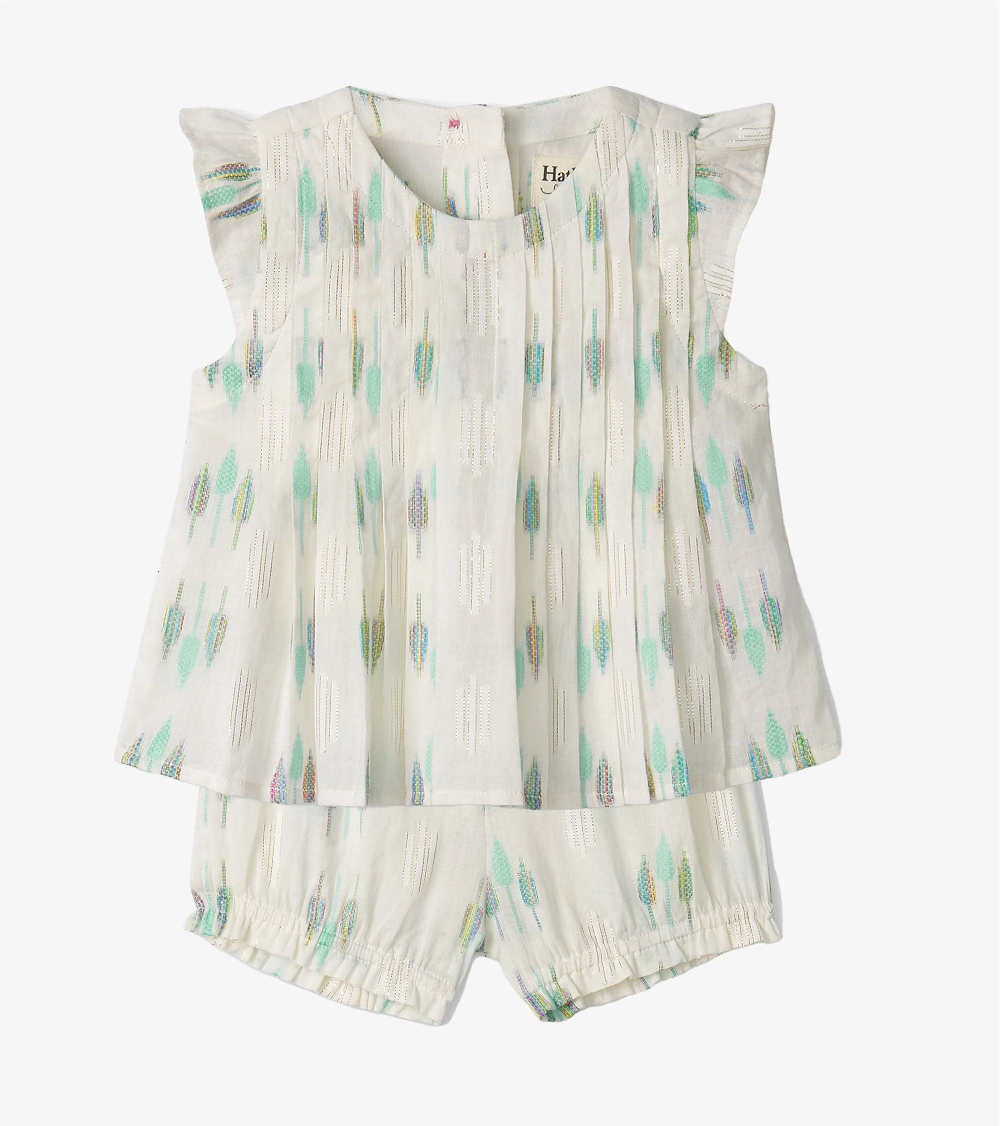 Baby & Toddler Girls Blue Feathers Pin Tuck Tup & Bloomer Set - Image 2