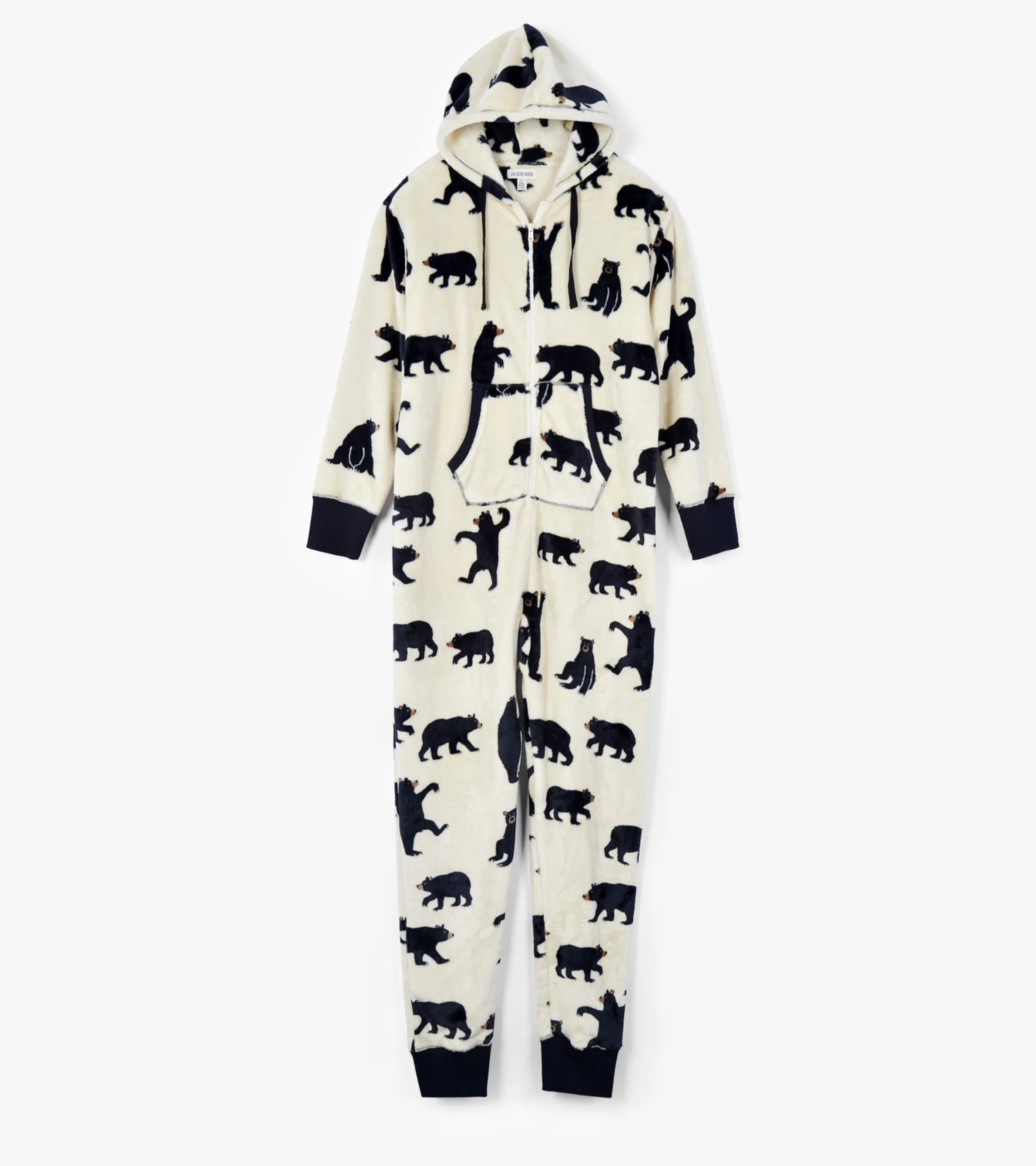 Adult Black Bears Hooded Fleece Jumpsuit - Image 2