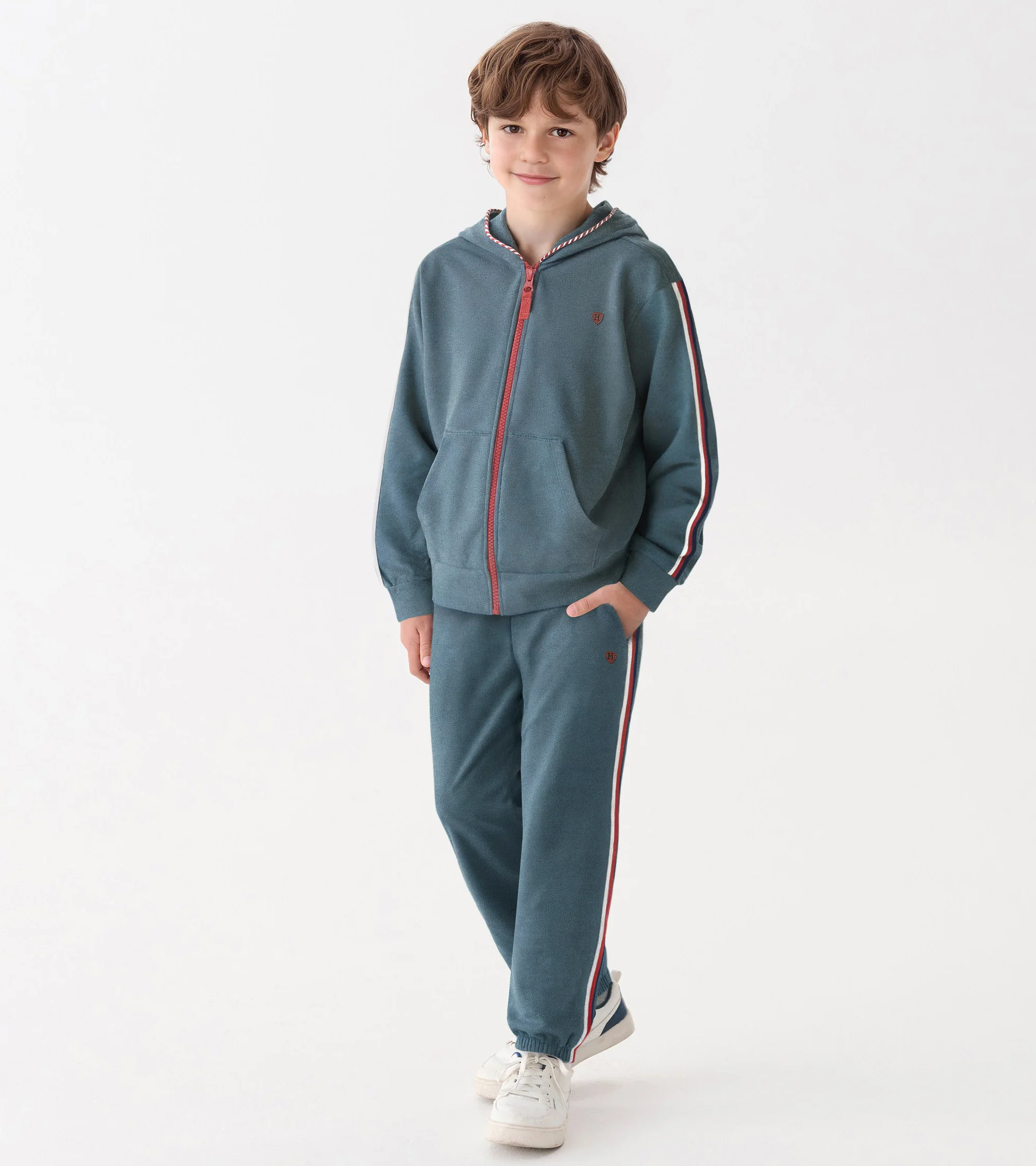 Boys Blue Stone Baggy Track Pants - Image 4