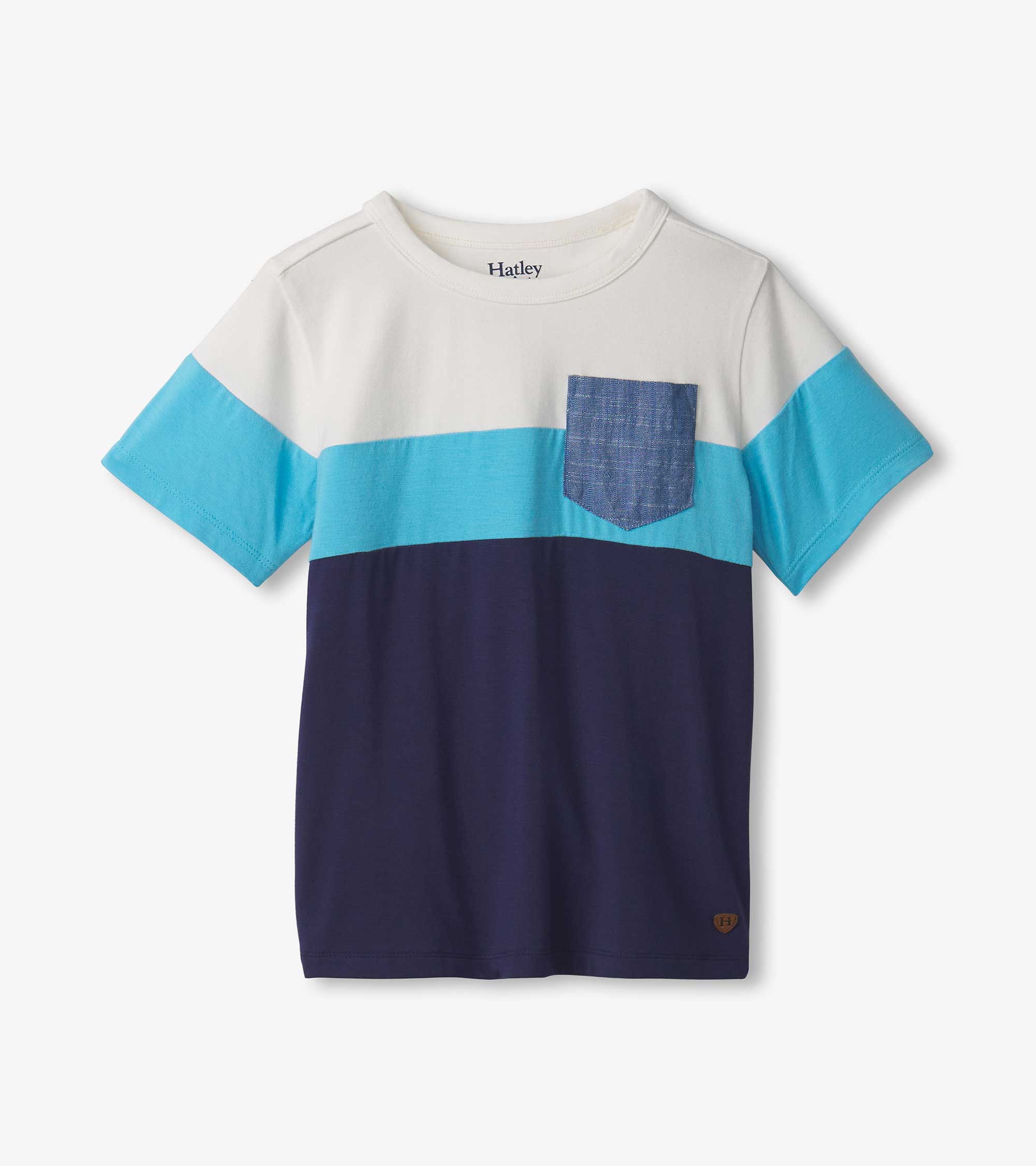 Boys Patriot Blue Colour Block T-Shirt