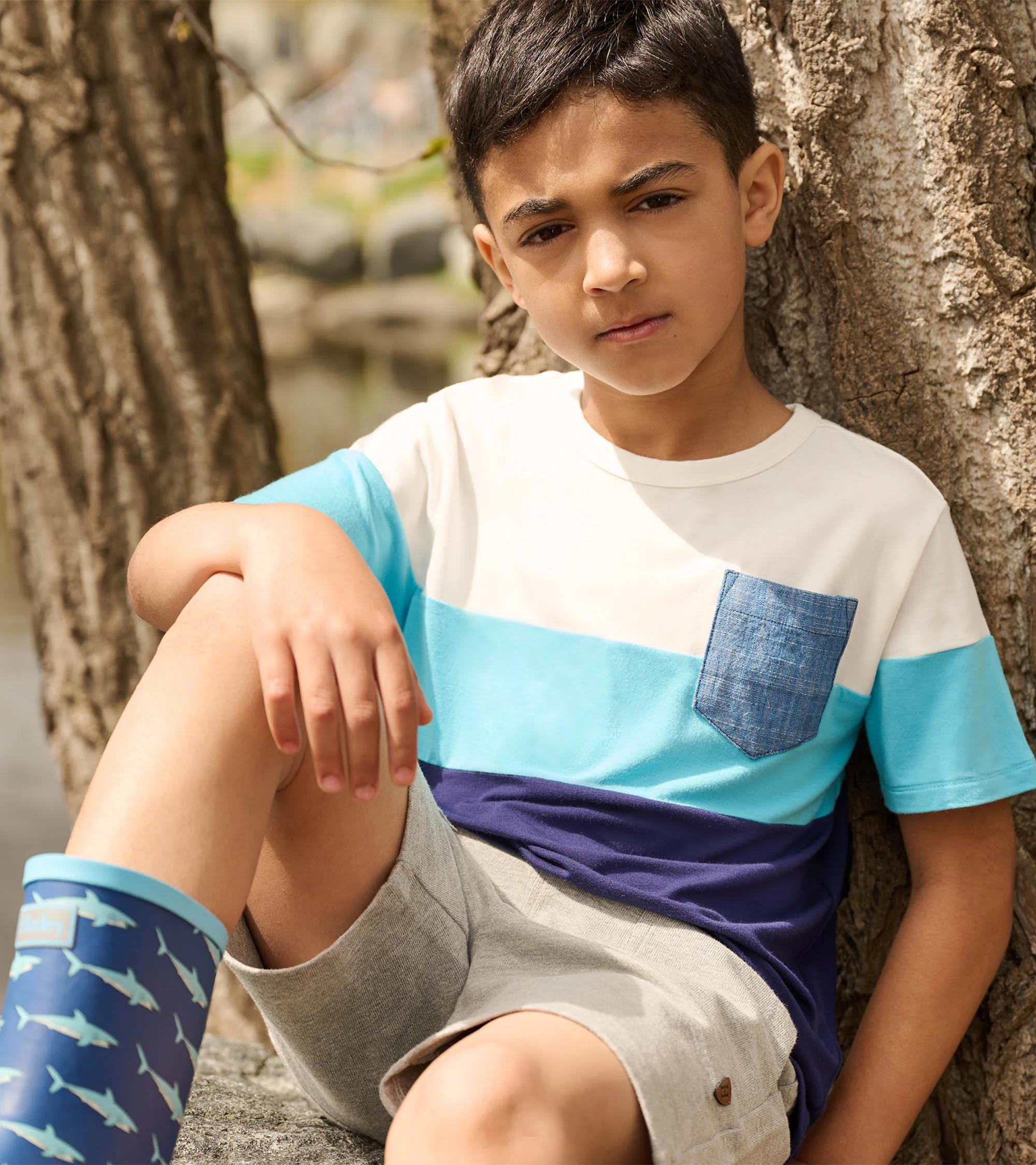 Boys Patriot Blue Colour Block T-Shirt - Image 2