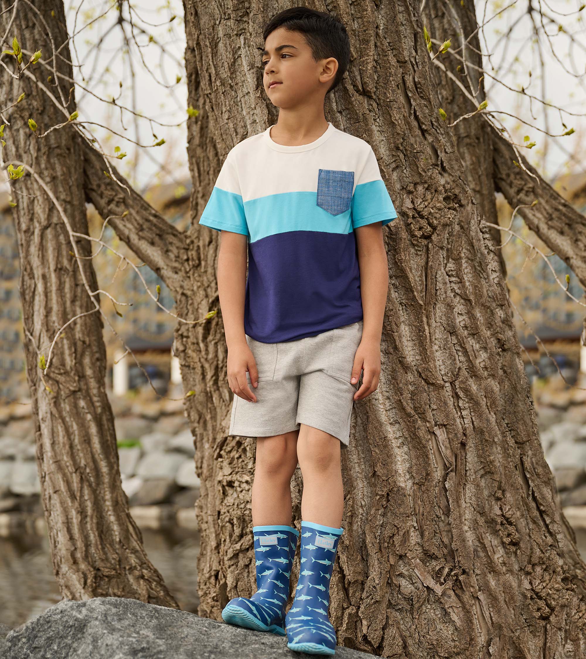 Boys Patriot Blue Colour Block T-Shirt - Image 4