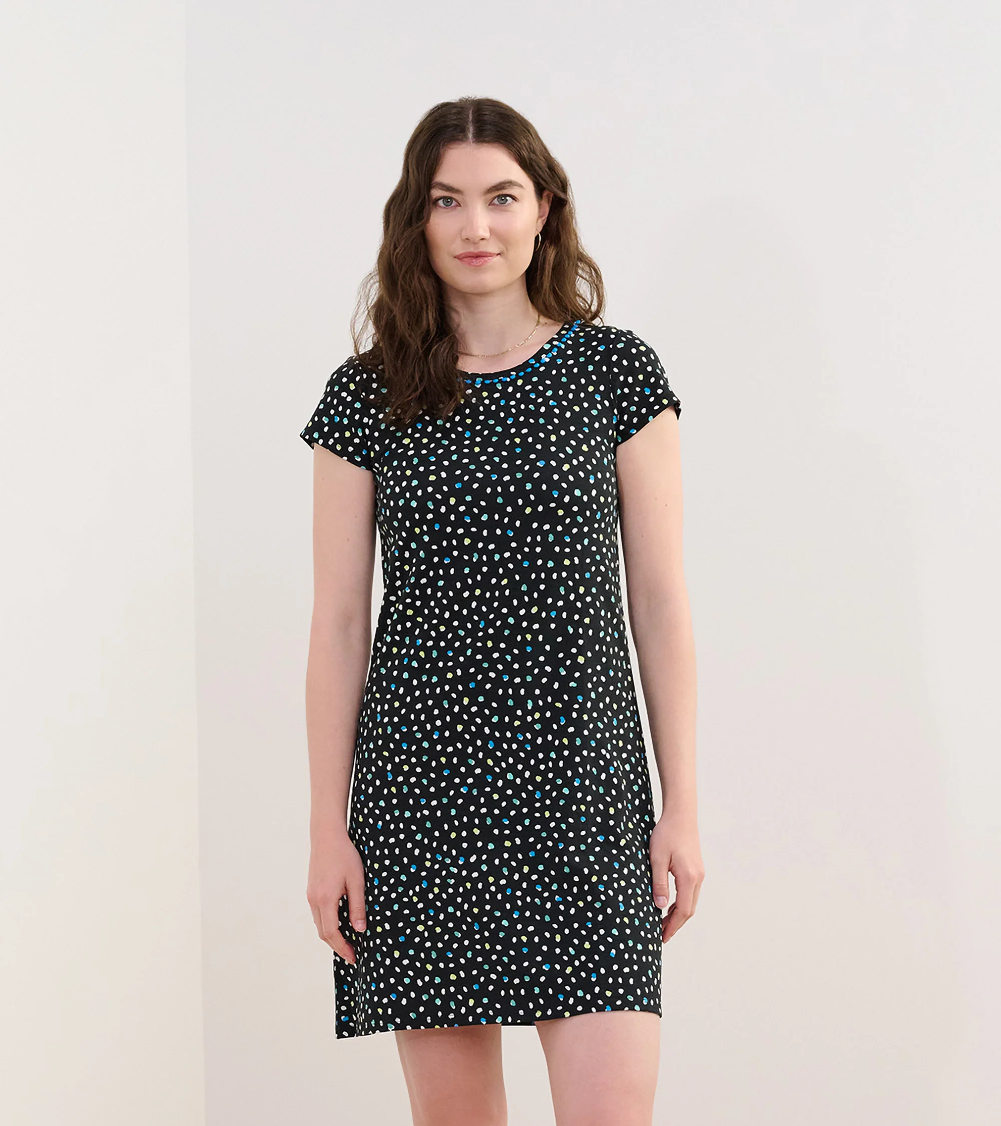 Cici A-Line Dress - Multi Dots