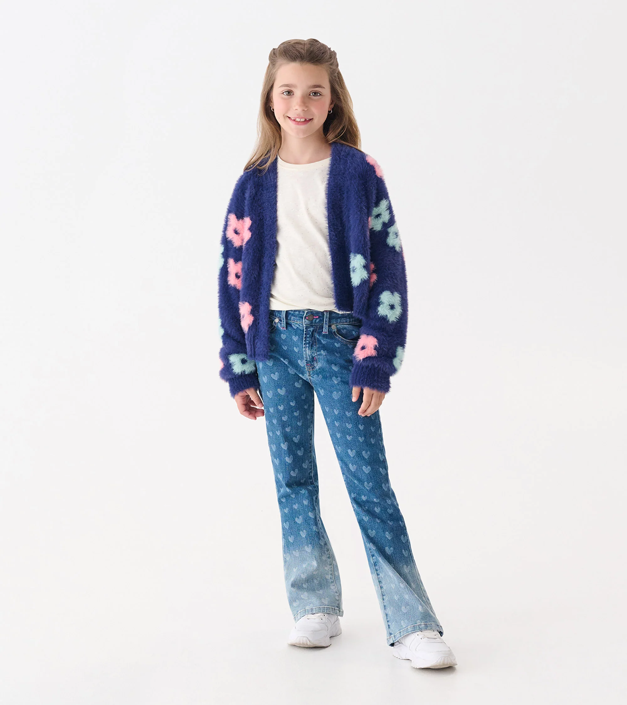 Girls Big Flowers Open Cardigan - Image 2