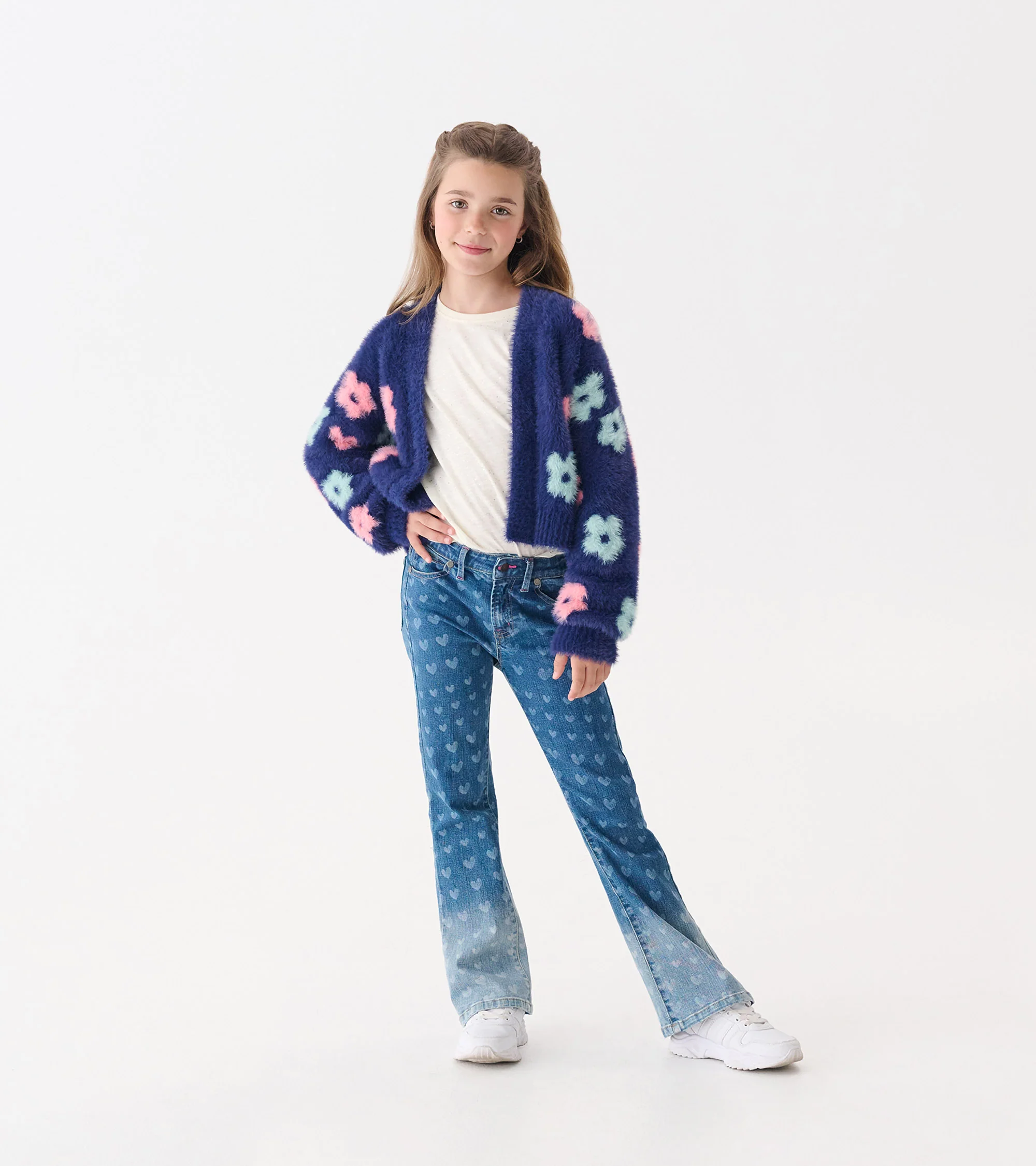 Girls Big Flowers Open Cardigan - Image 3