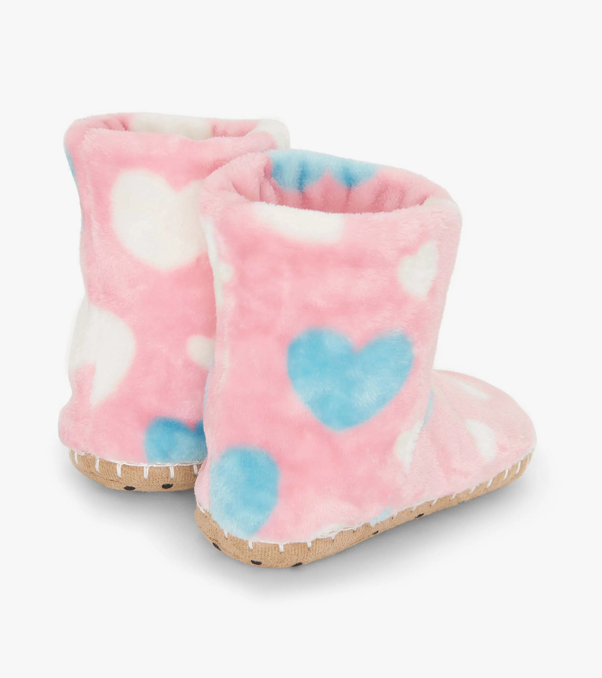 Girls Big Hearts Fuzzy Fleece Slippers - Image 2
