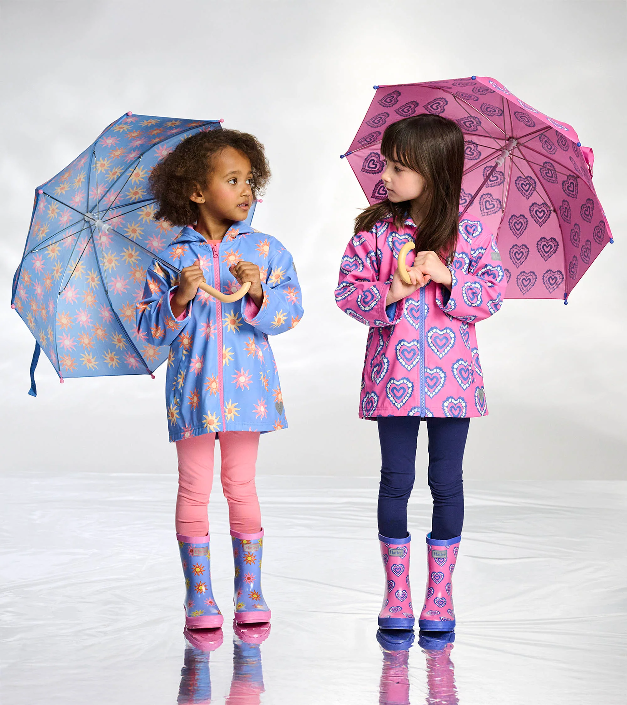 Girls Colour Changing Heart Burst Zip-Up Rain Jacket - Image 6