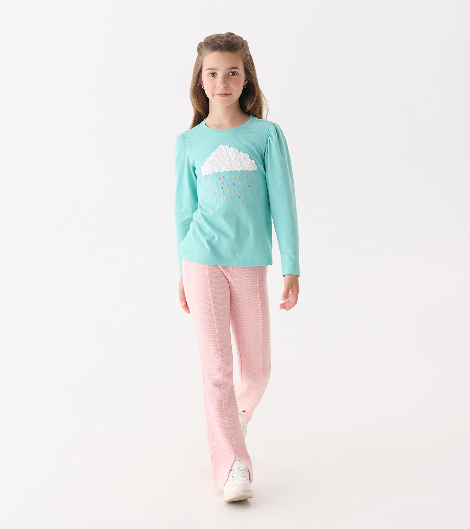 Girls Fluffy Cloud Puff Sleeve Graphic Tee - Image 2