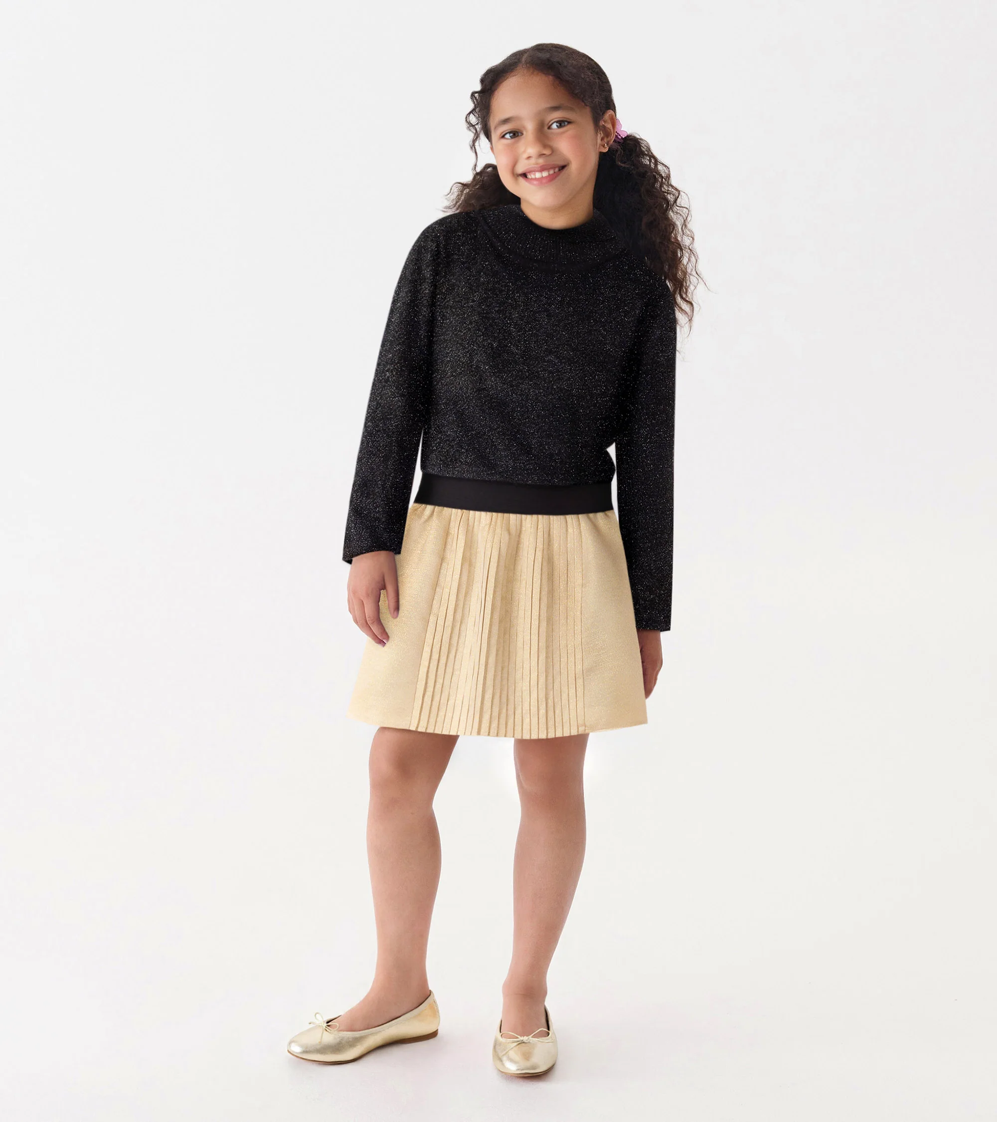 Girls Gold Pleated Fun Skirt - Image 2