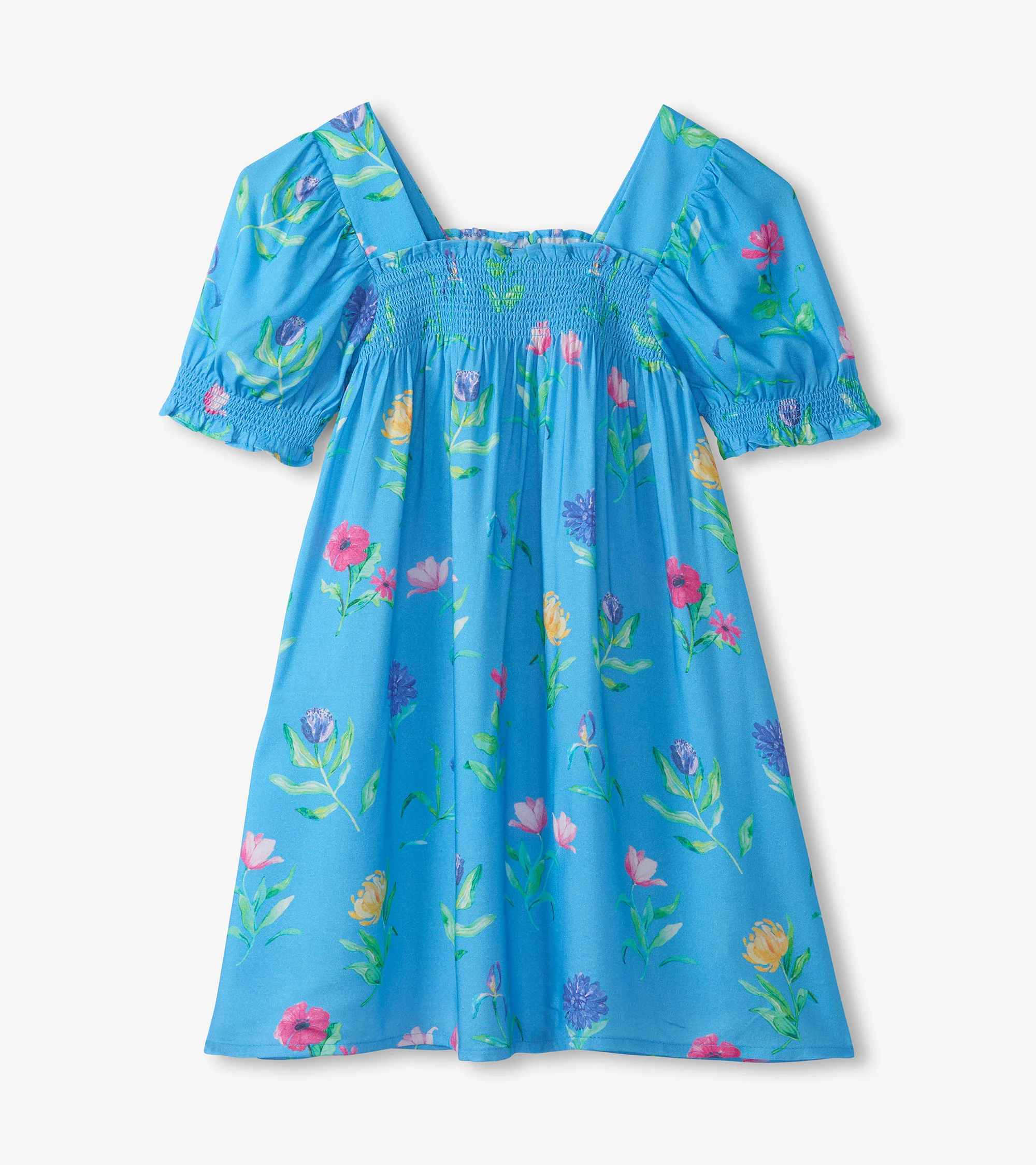 Girls Hyper Real Floral Smocked Dress