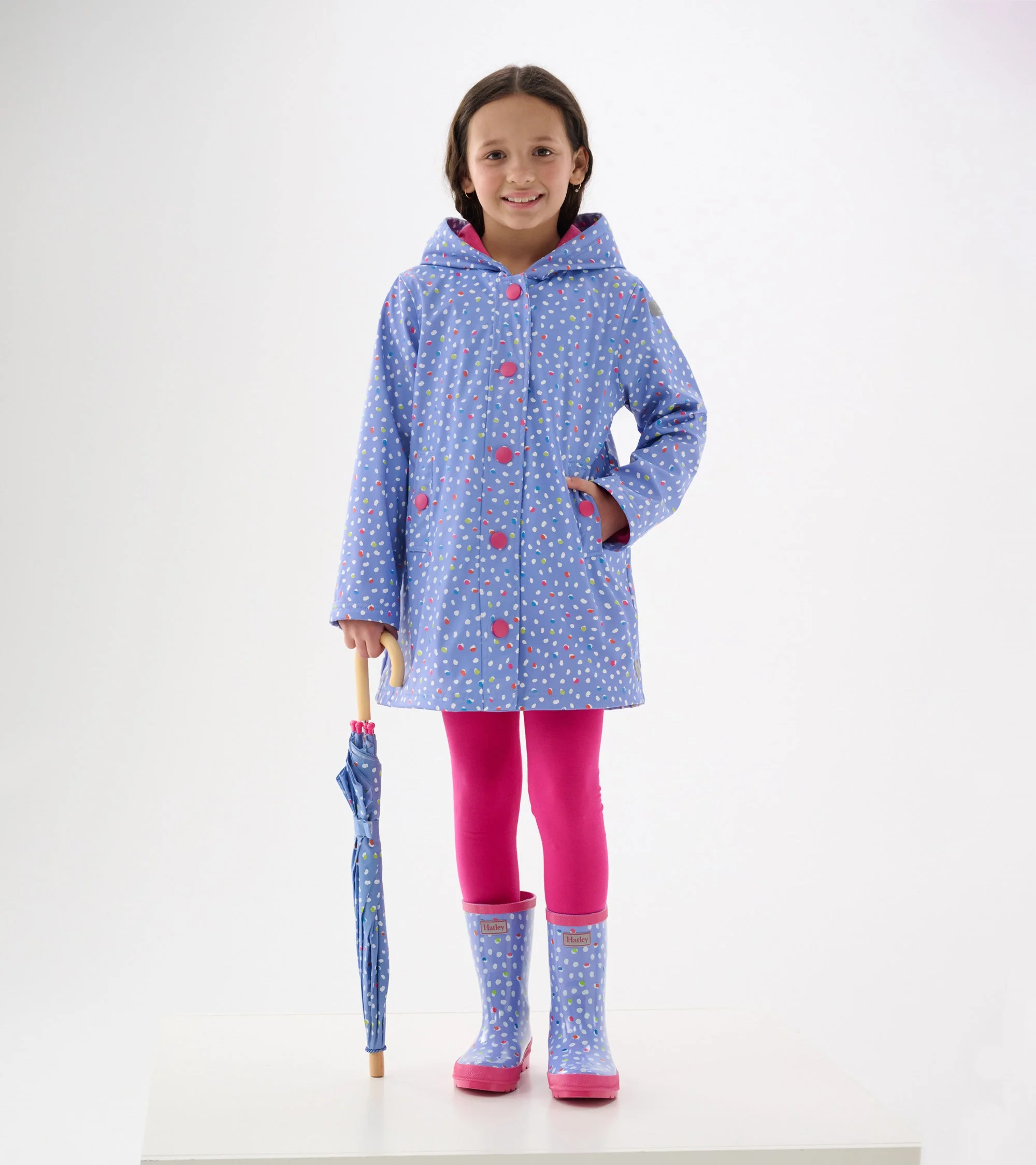 Girls Lots of Dots Button-Up Rain Jacket - Image 2