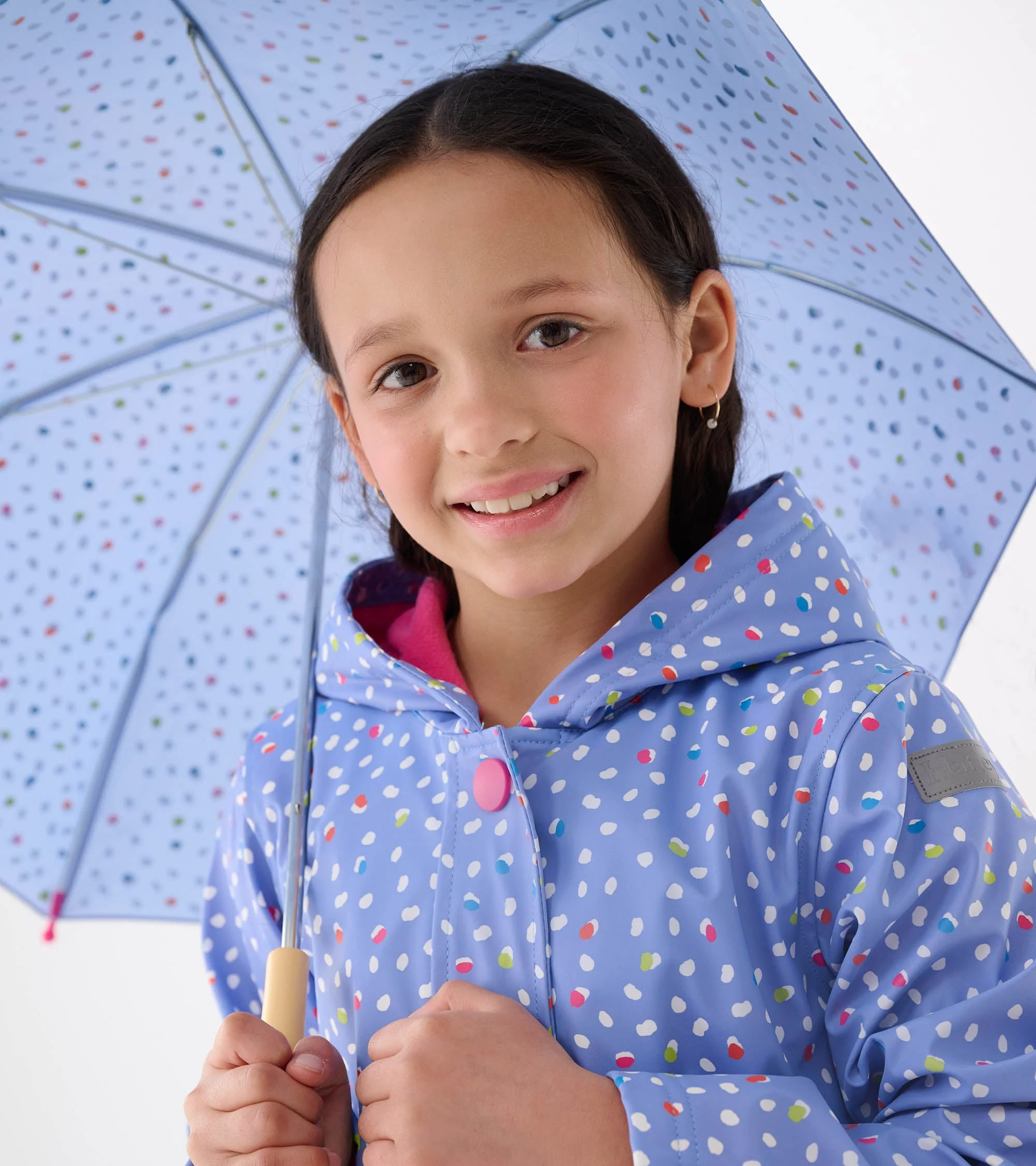 Girls Lots of Dots Button-Up Rain Jacket - Image 5