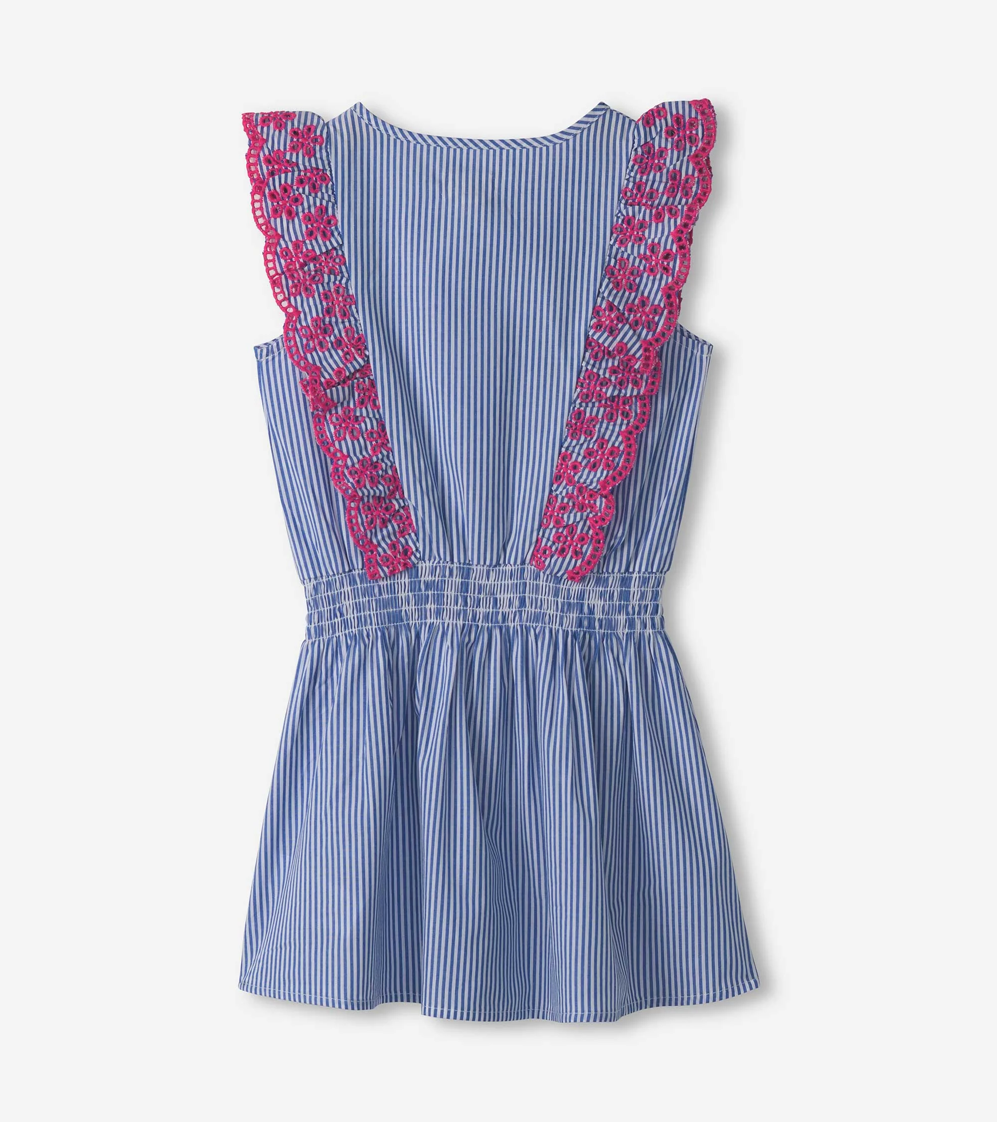 Girls Pinstripe Ruffle Dress - Image 4