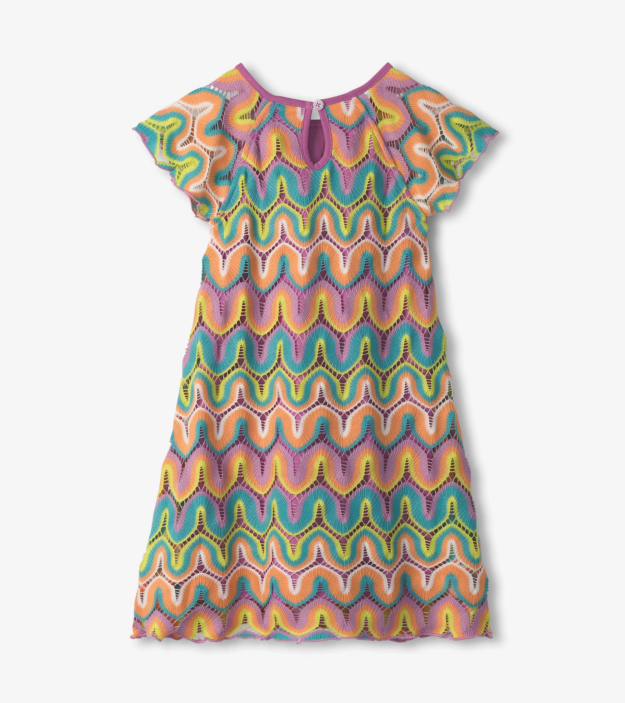 Girls Rainbow Waves Crochet Dress - Image 6