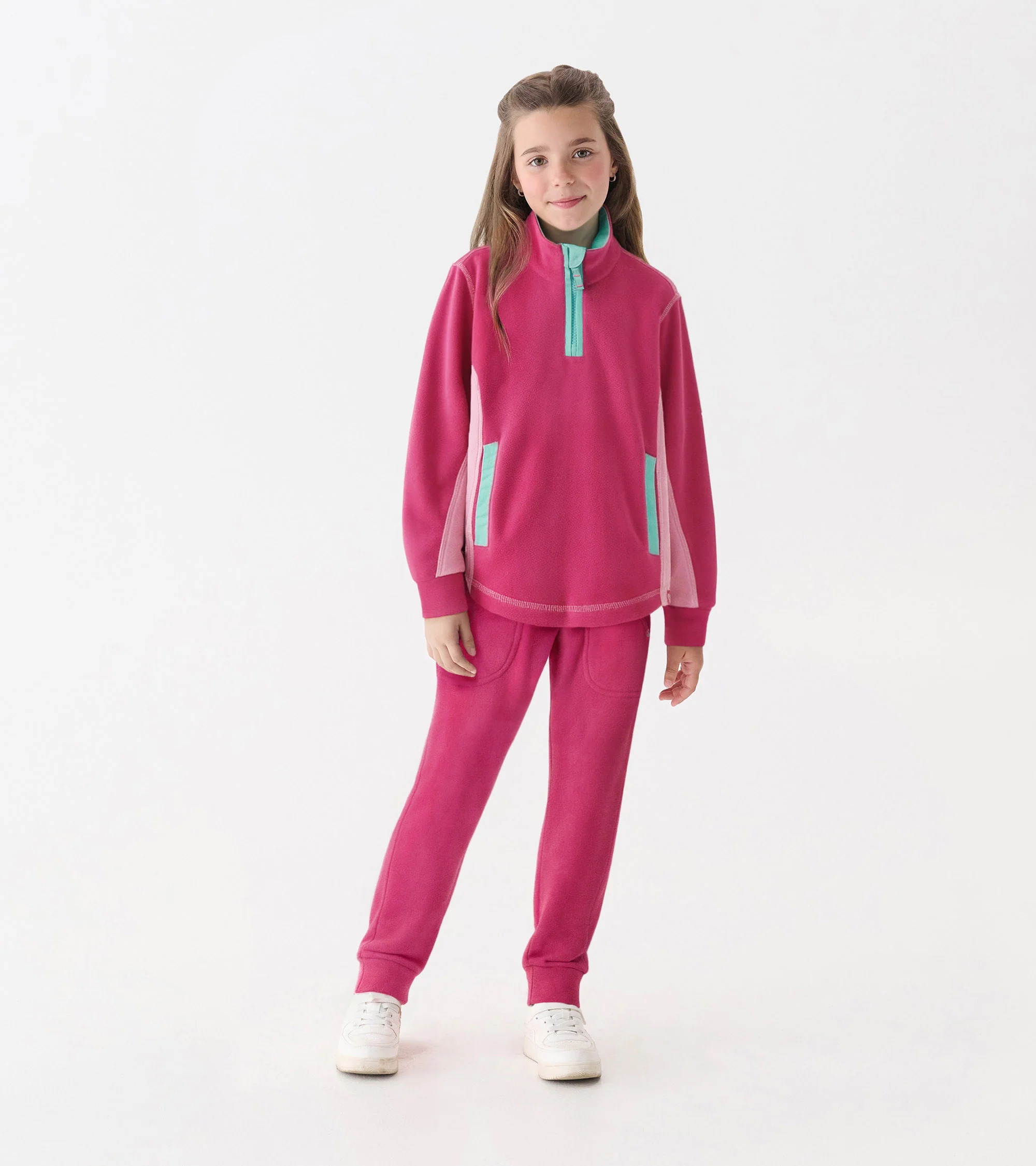 Girls Raspberry Rose 1/4 Zip Mockneck - Image 2