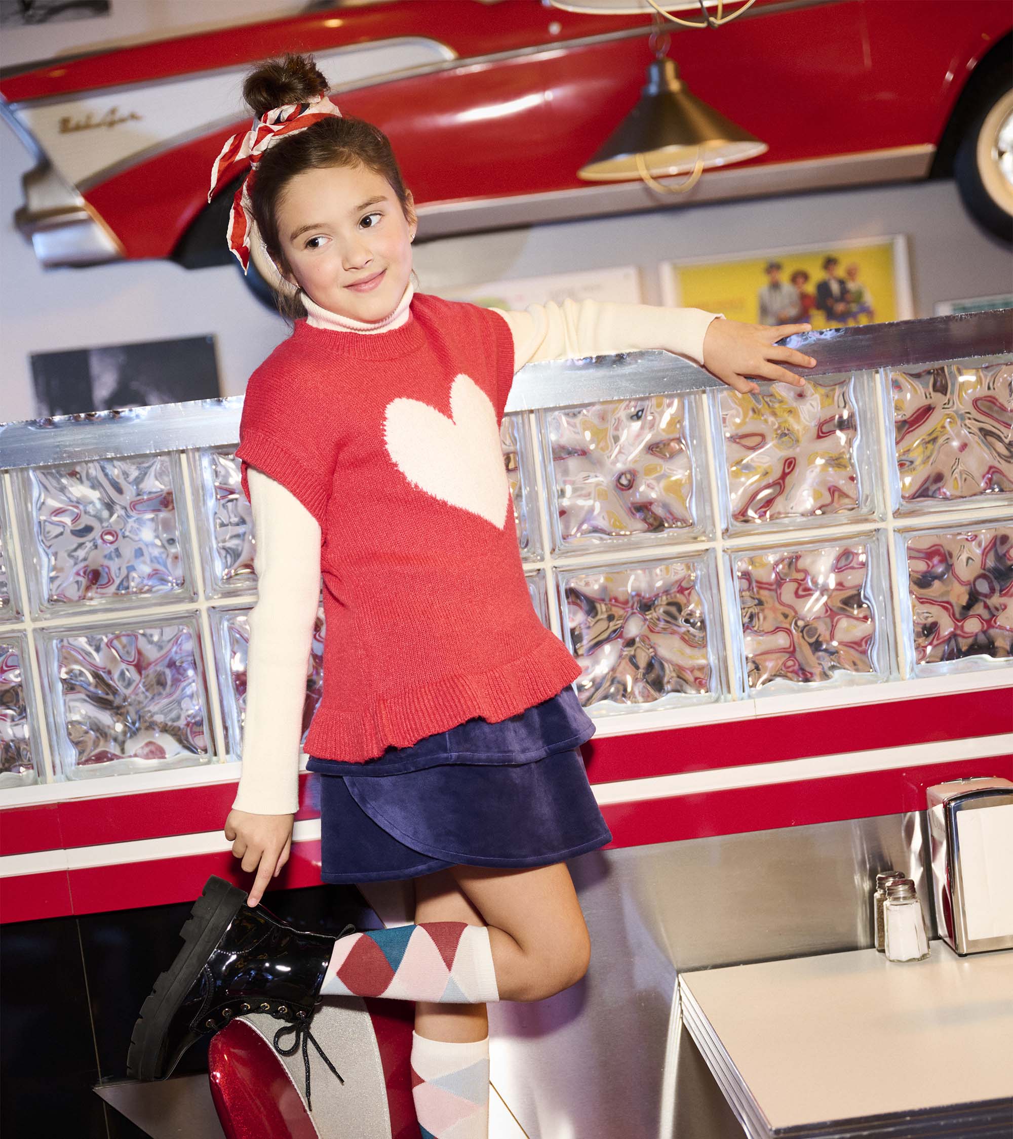 Girls Red Everywhere Sweater Vest - Image 2