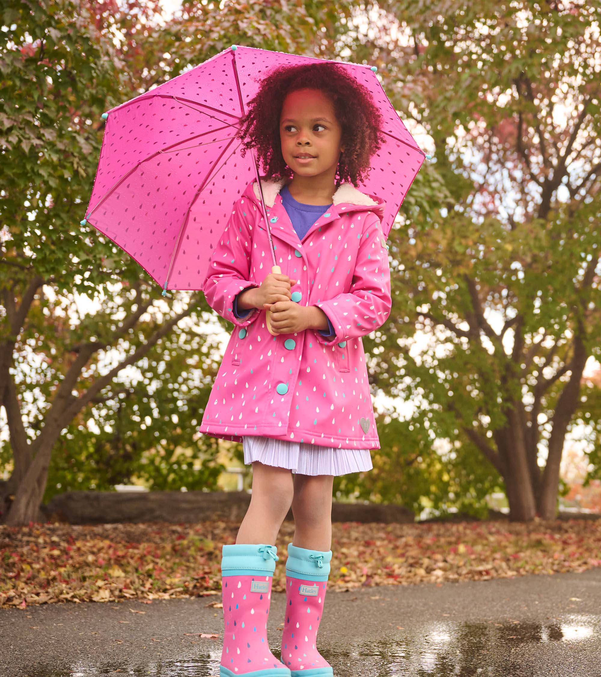 Girls Tiny Drops Sherpa Lined Rain Boots - Image 2