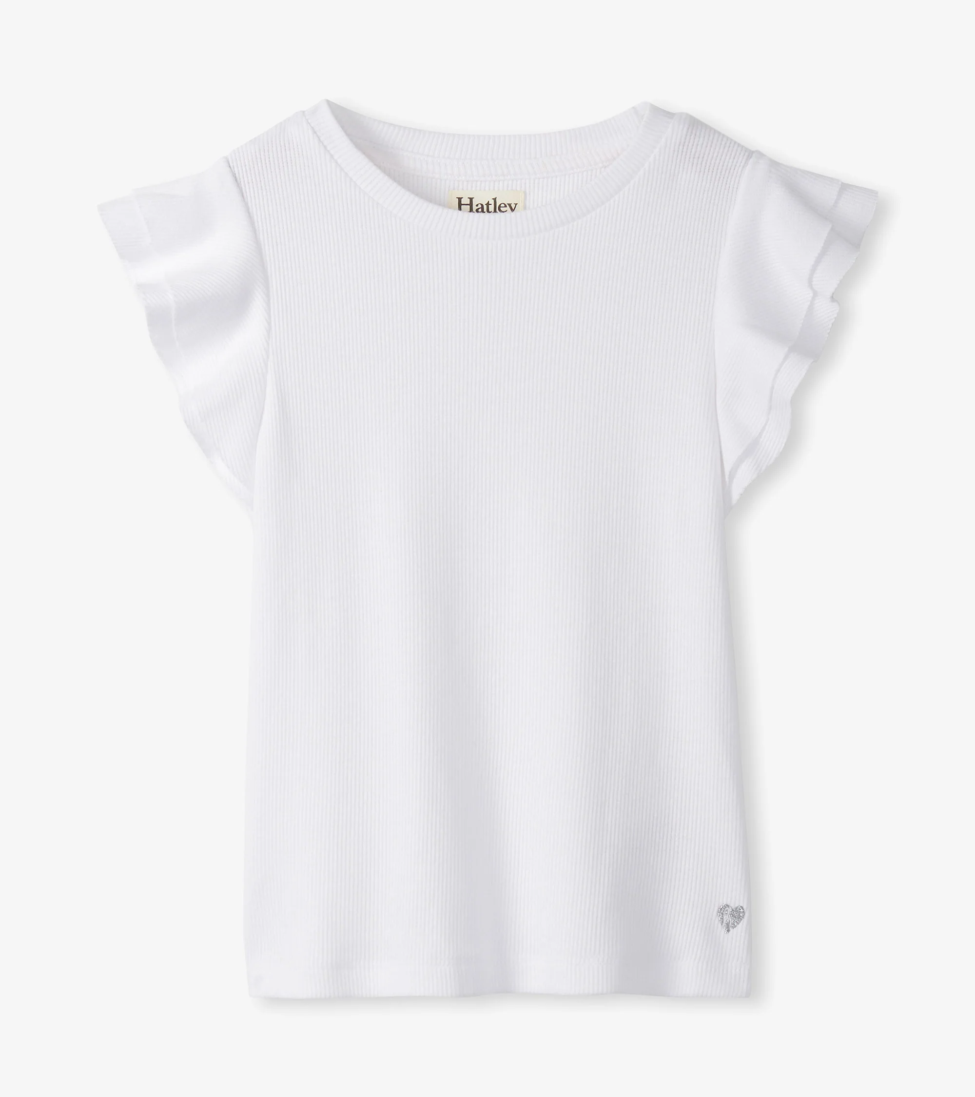 Girls White Ruffle Sleeve Tank