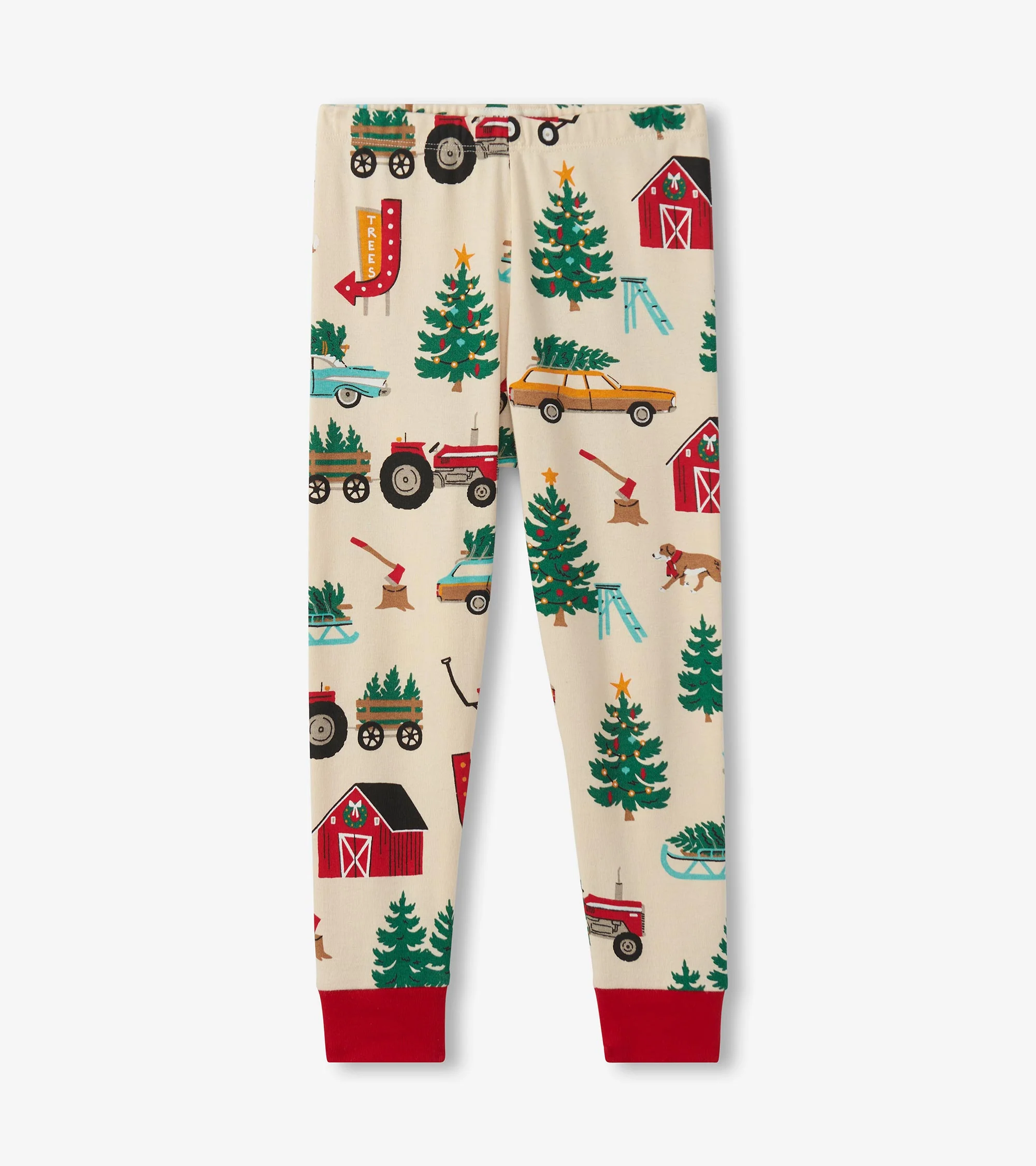 Kids Christmas Tree Farm Appliqué Pajama Set - Image 4