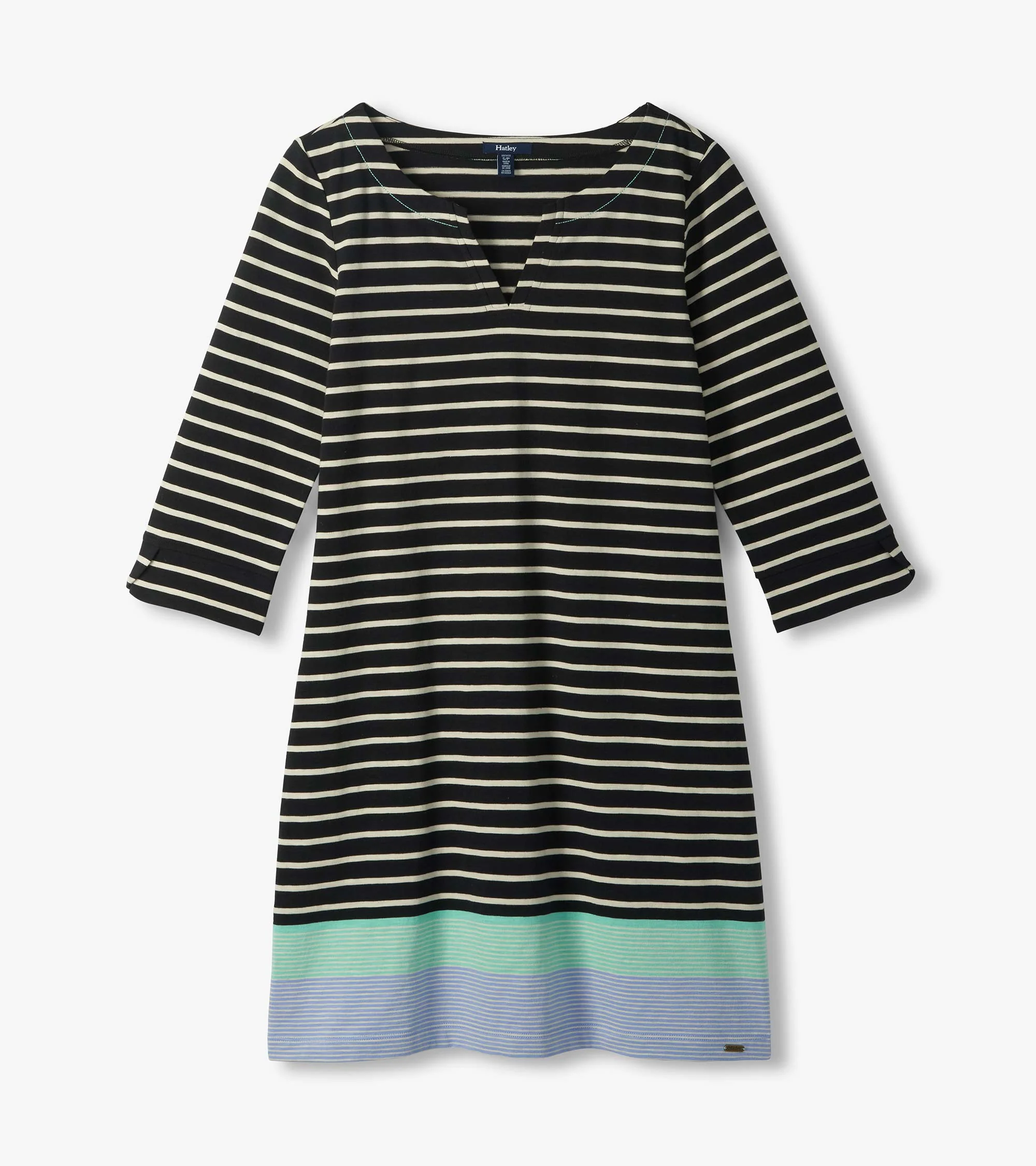 Lily Notch Neck Dress - Caviar Stripes - Image 2