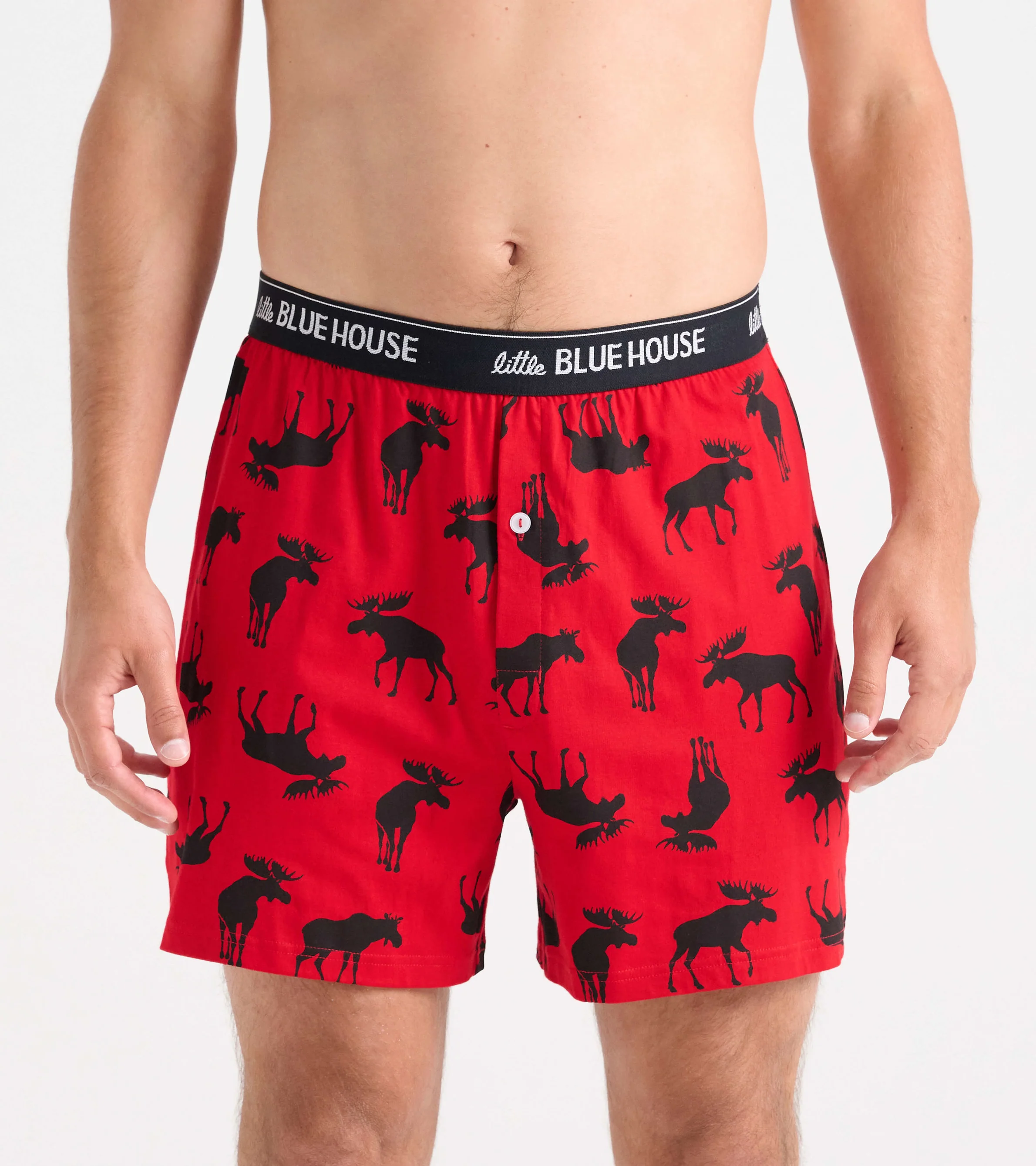 Moose on Red Men's Boxer Shorts - Image 2