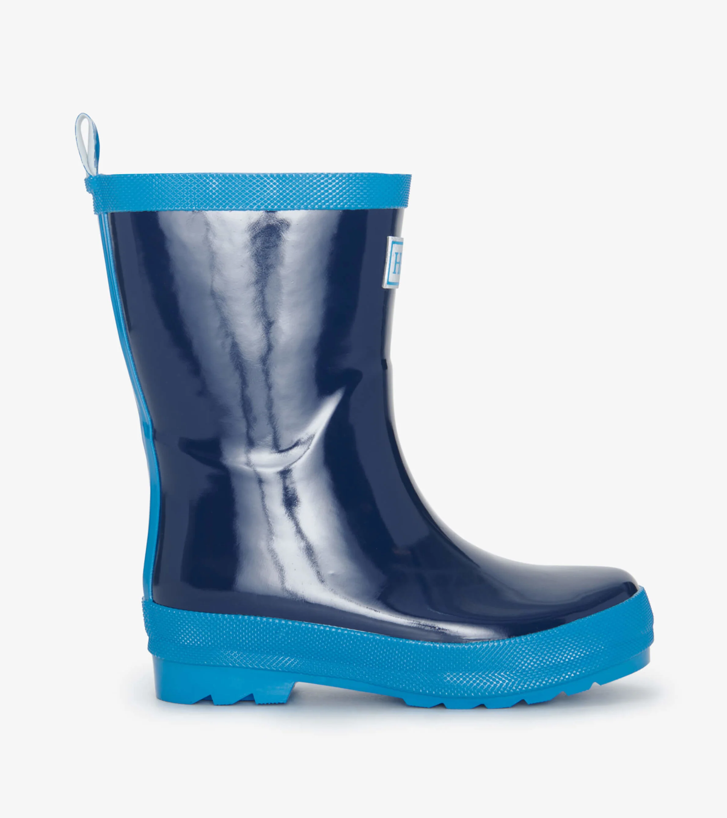 Navy Shiny Rain Boots - Image 3