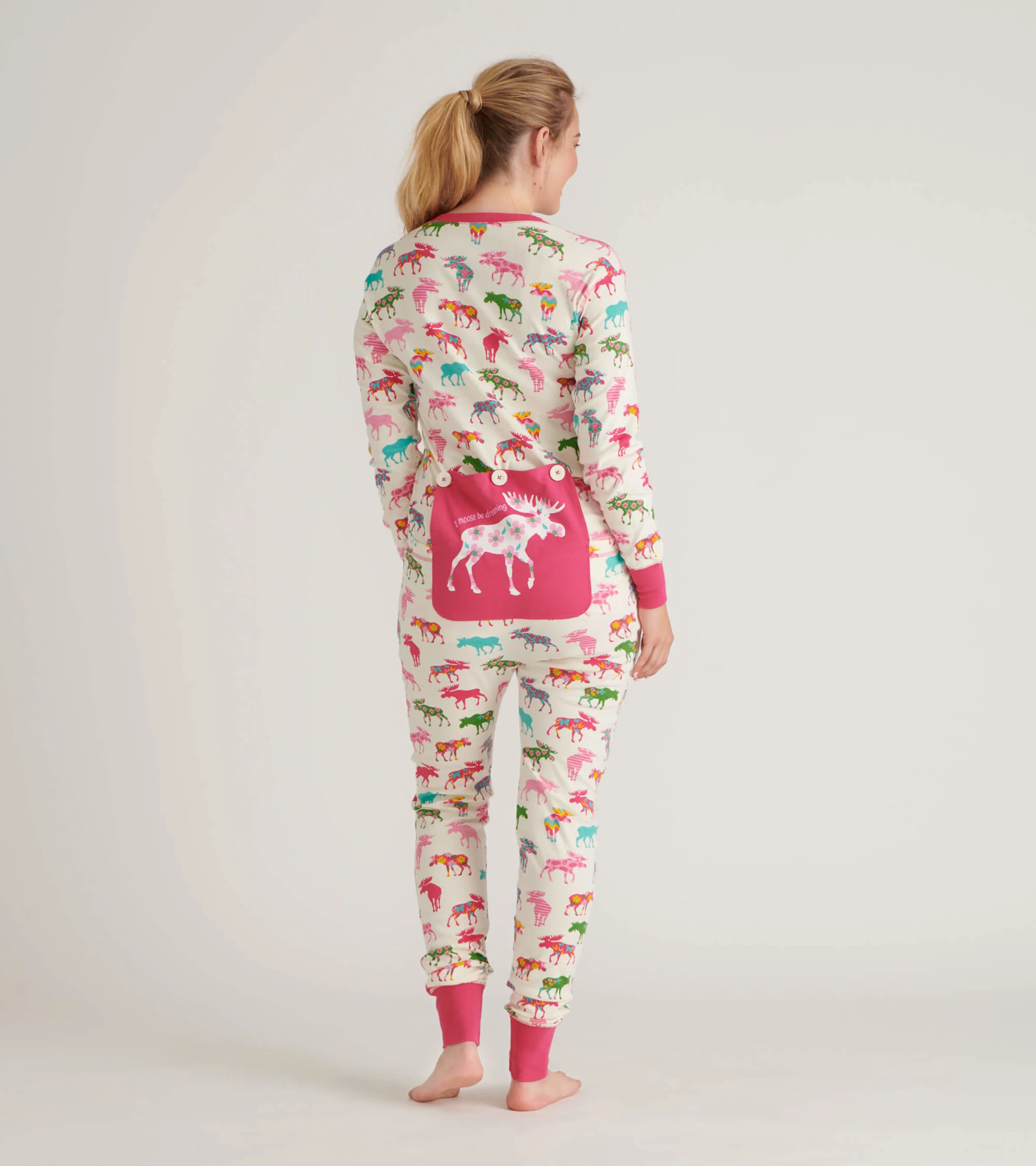 Patterned Moose Adult Onesie