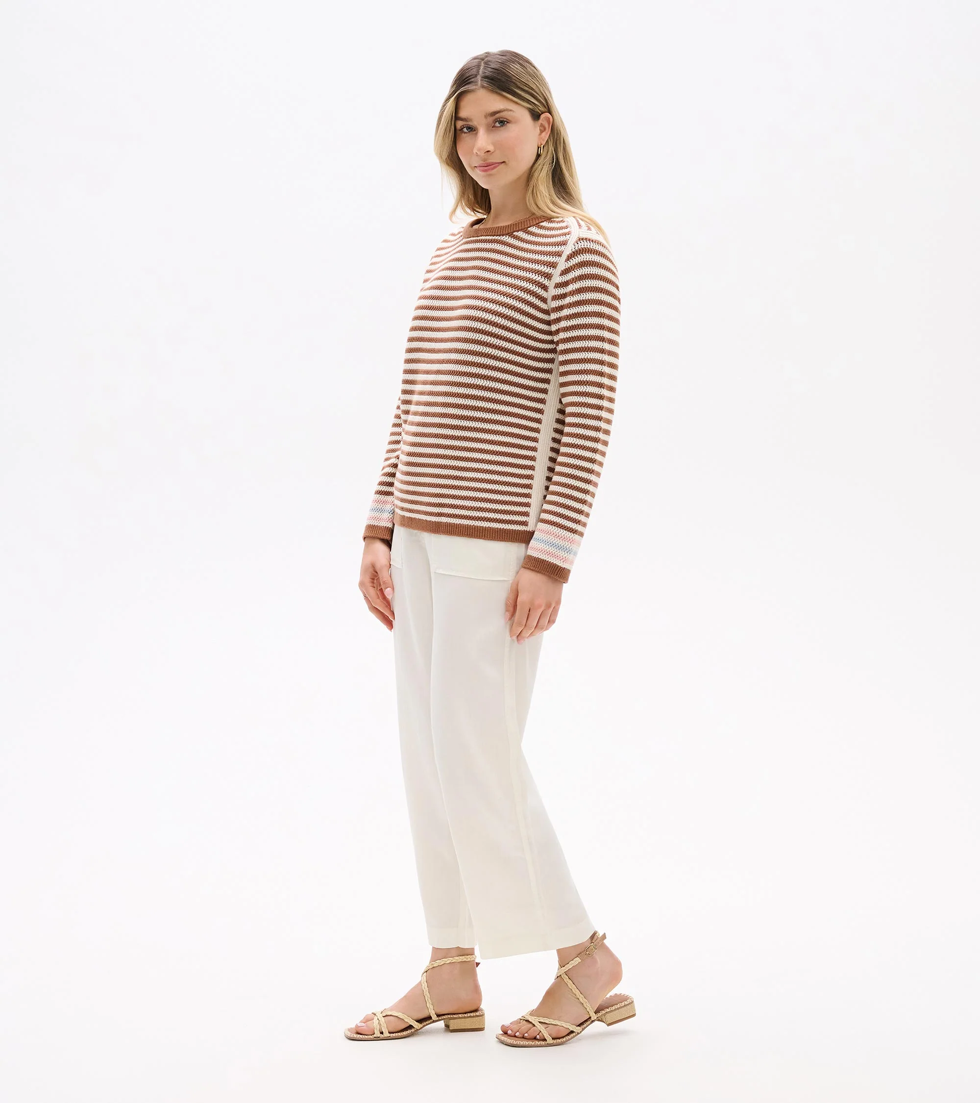 Pointelle Stripe Sweater - Neutral - Image 5