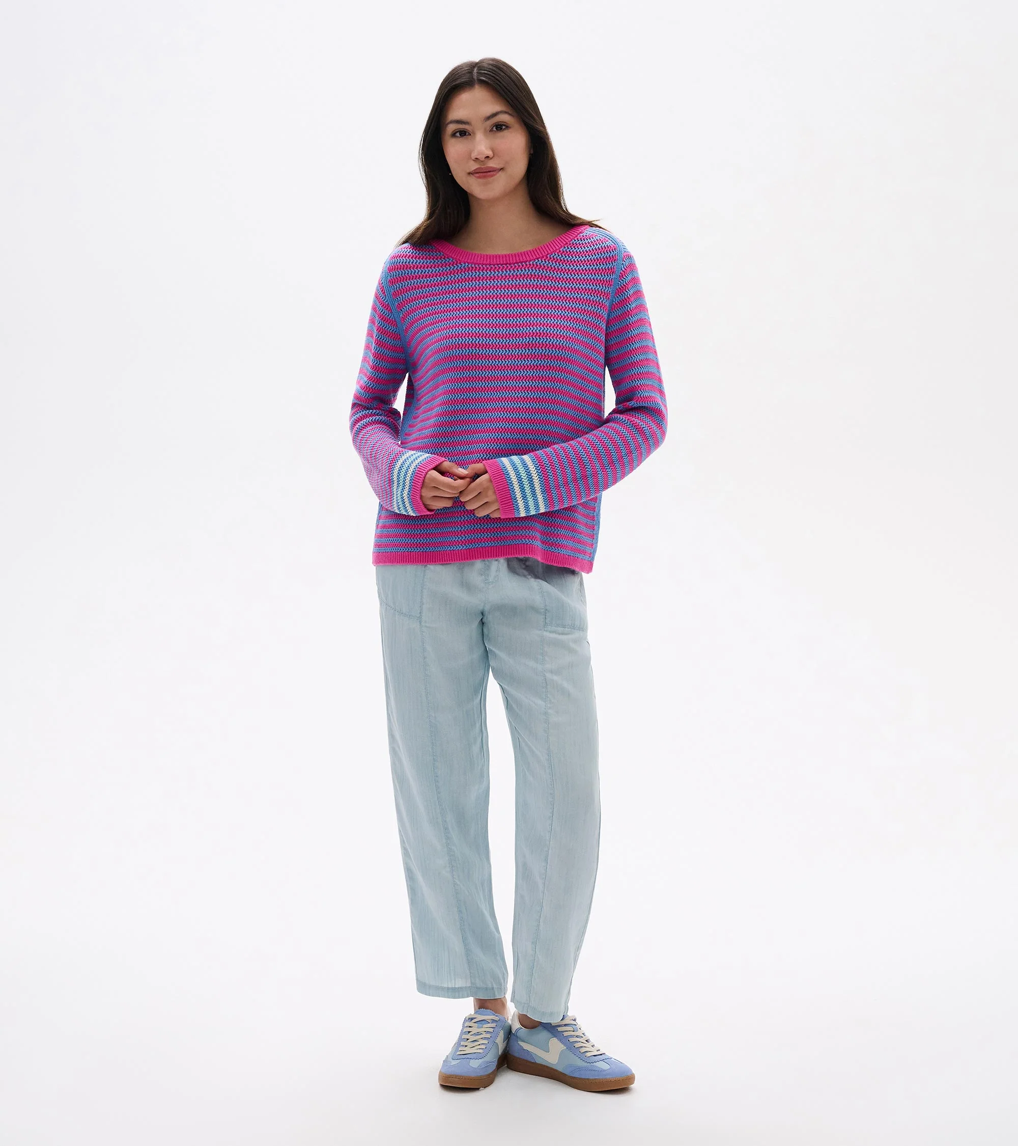 Pointelle Stripe Sweater - South East Summer - Image 4