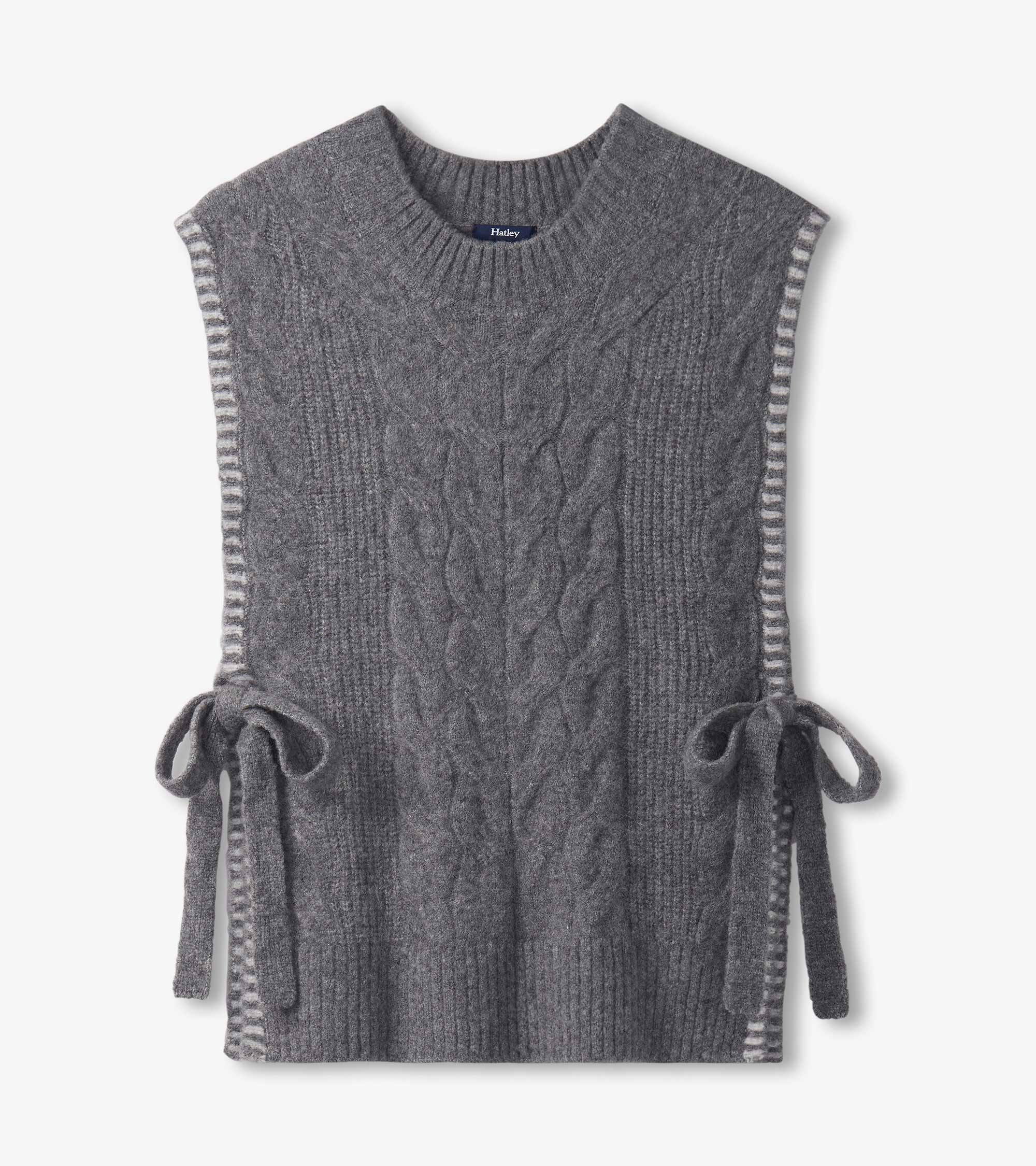 Side-Tie Sweater Vest - Charcoal Melange - Image 2