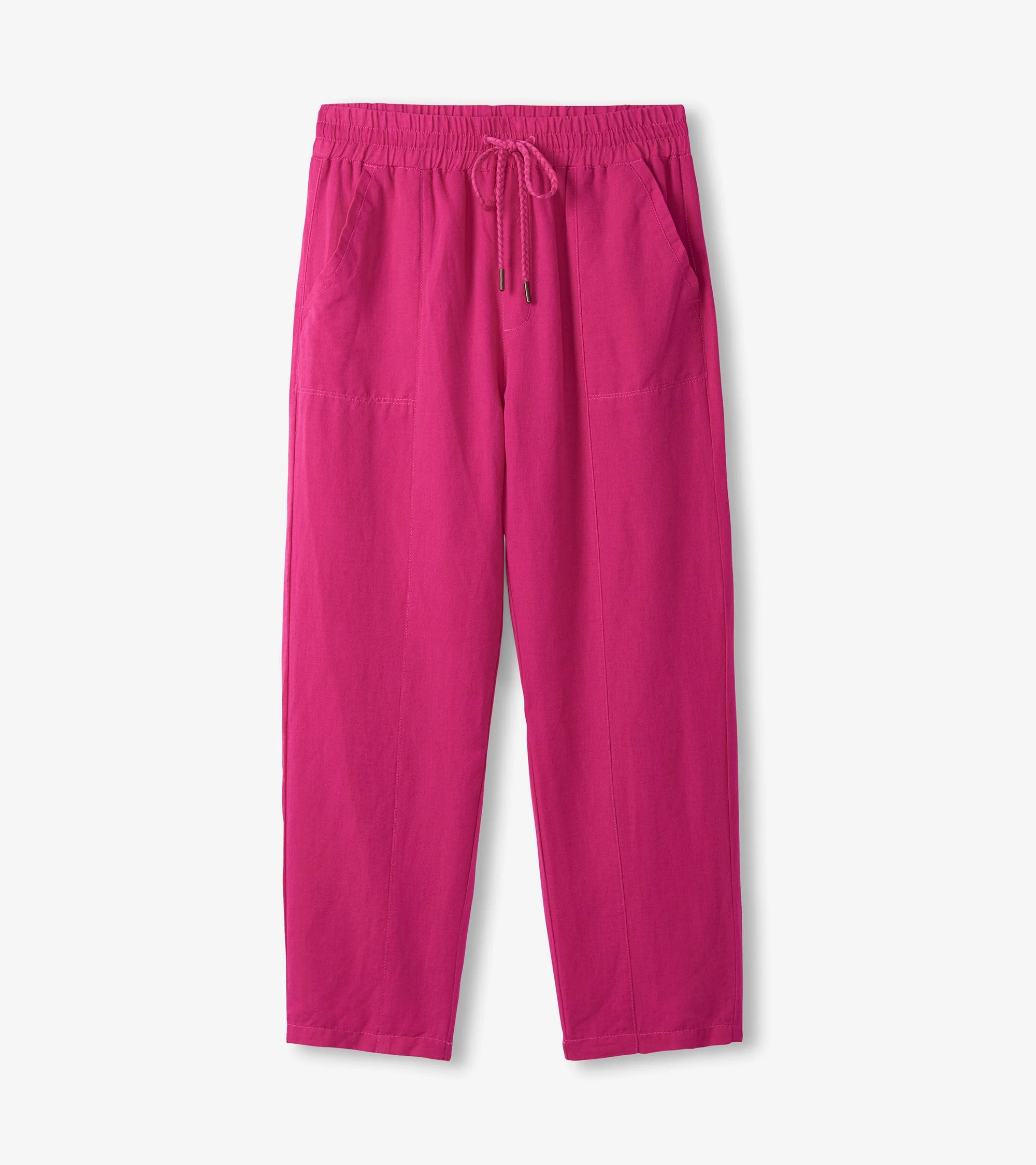 Straight Leg Linen Pants - Fuchsia - Image 2