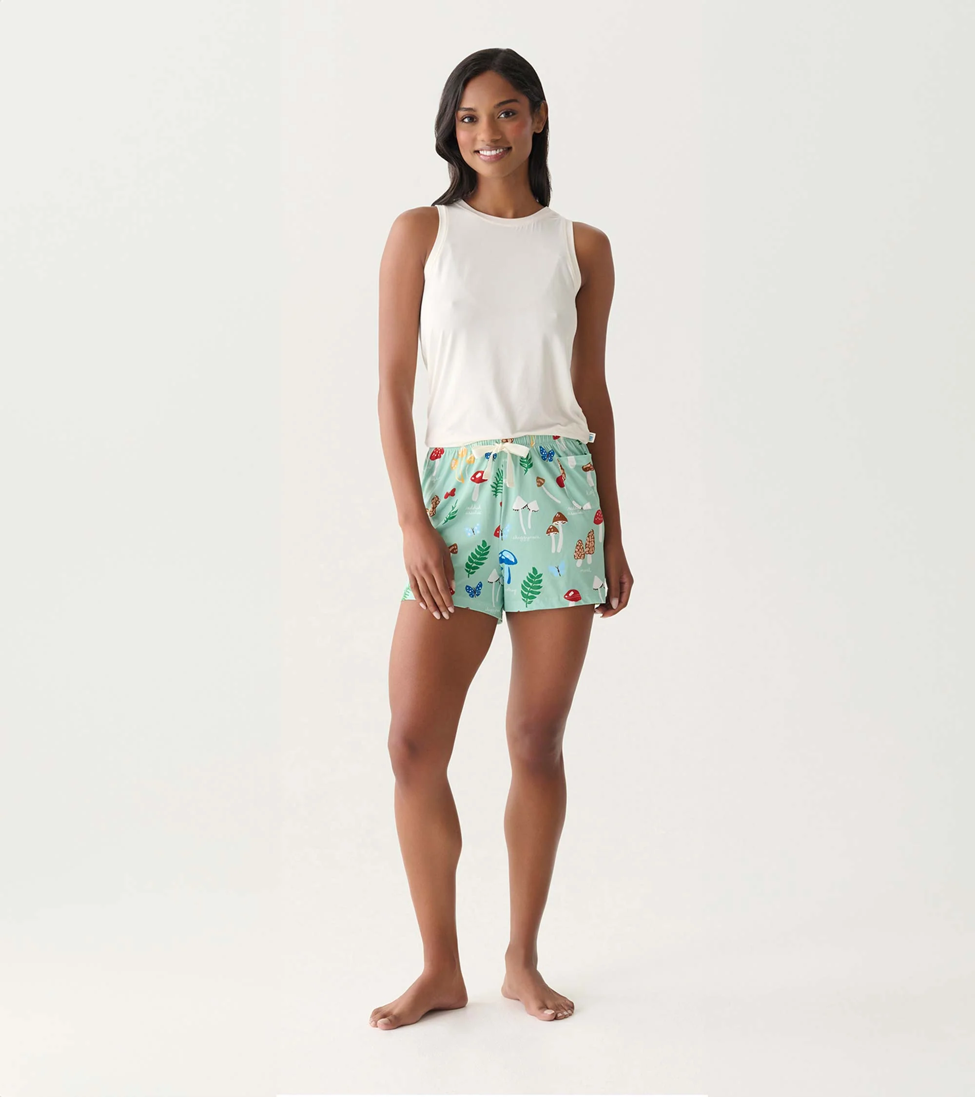 Women's Mushrooms Polyknit Pajama Shorts - Image 3