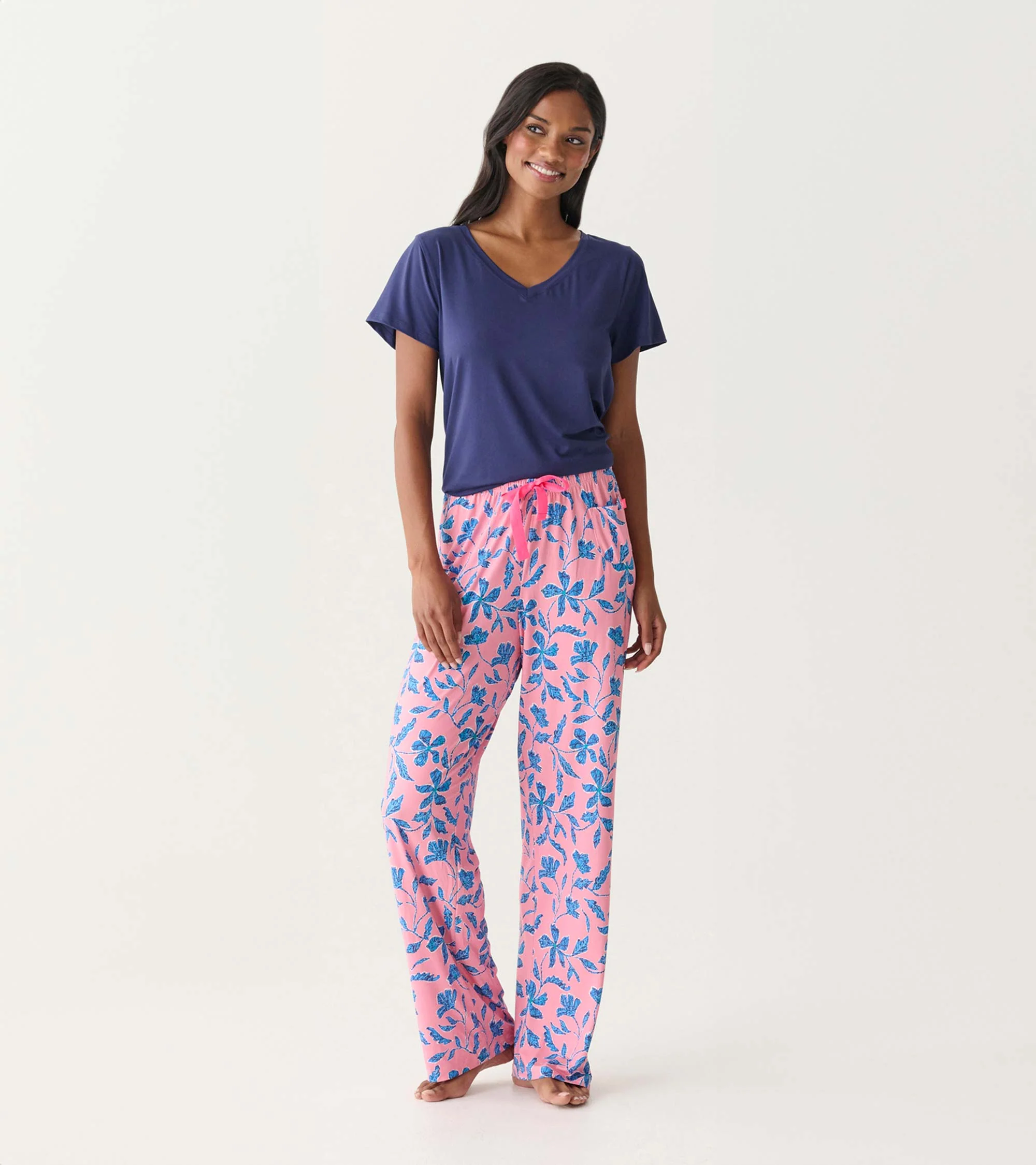 Women's Navy Polyknit V-Neck T-Shirt - Image 3