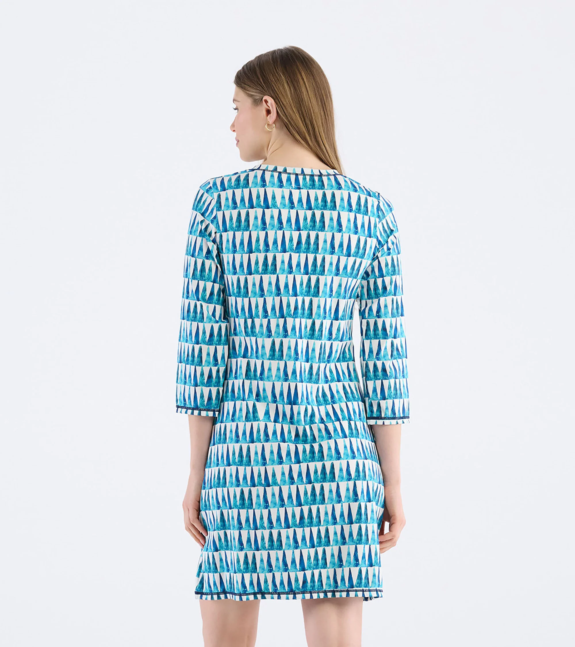 Women's Painted Triangles Notch Neck Dress - Image 3
