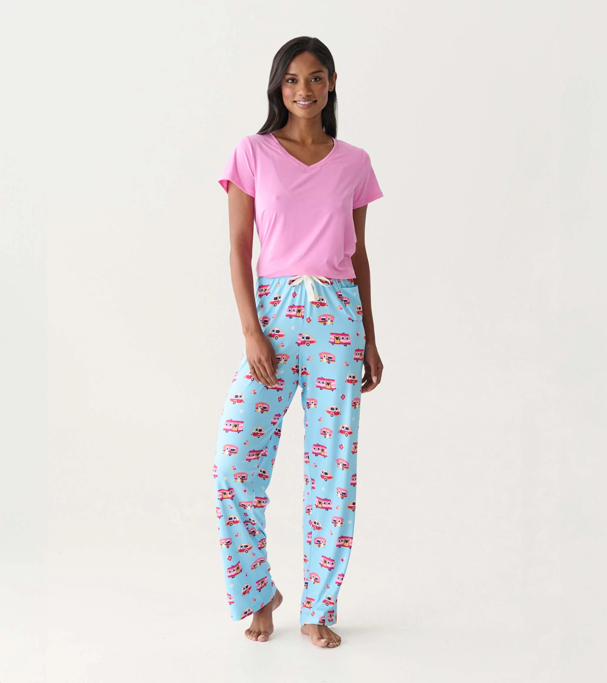 Women's Retro Campers Polyknit Pajama Pants - Image 3